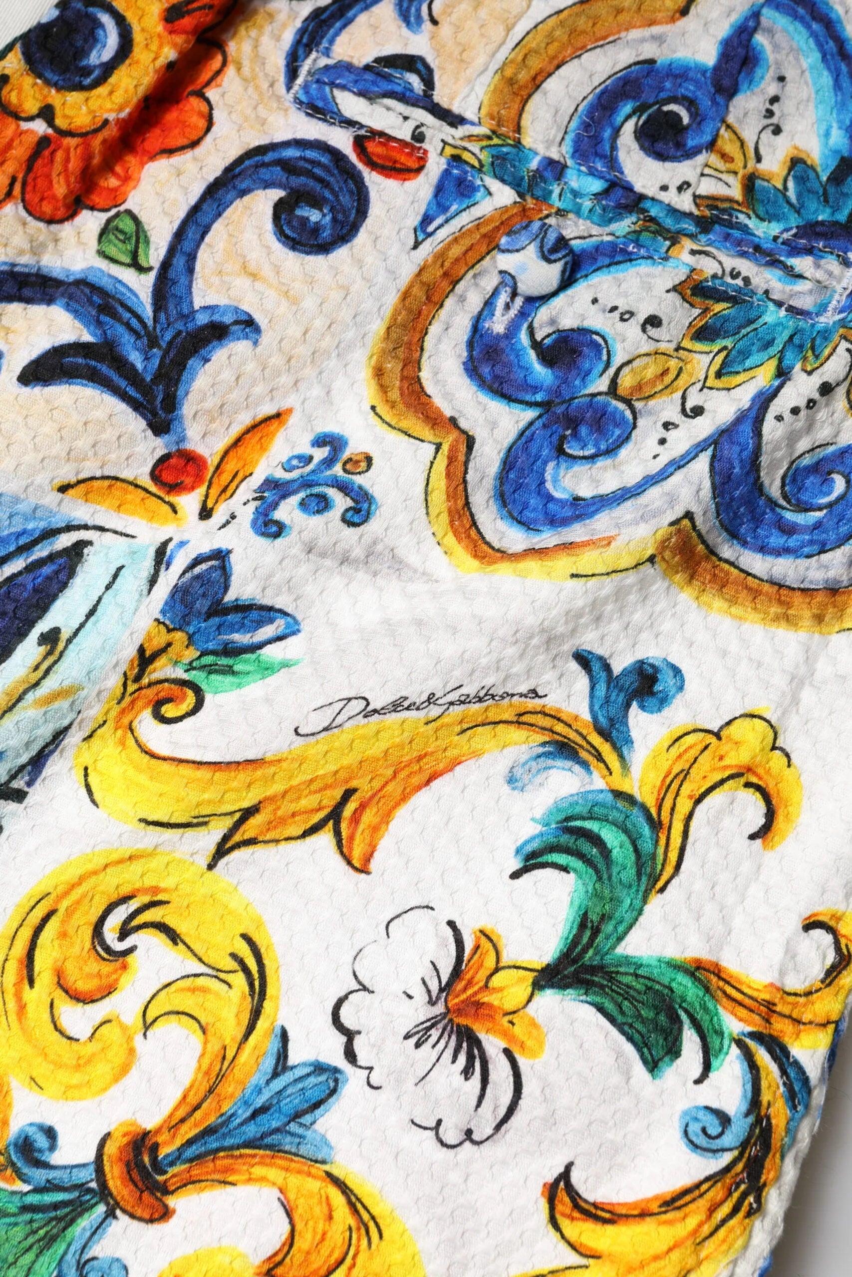 Dolce & Gabbana Multicolor Majolica Print High Waist Shorts - Short Trousers