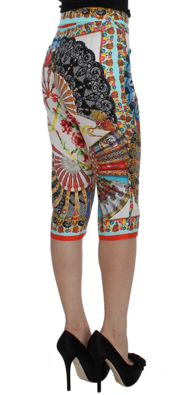 Dolce & Gabbana Multicolor Majolica Sicily Silk Pants - IT38|XS - Trousers