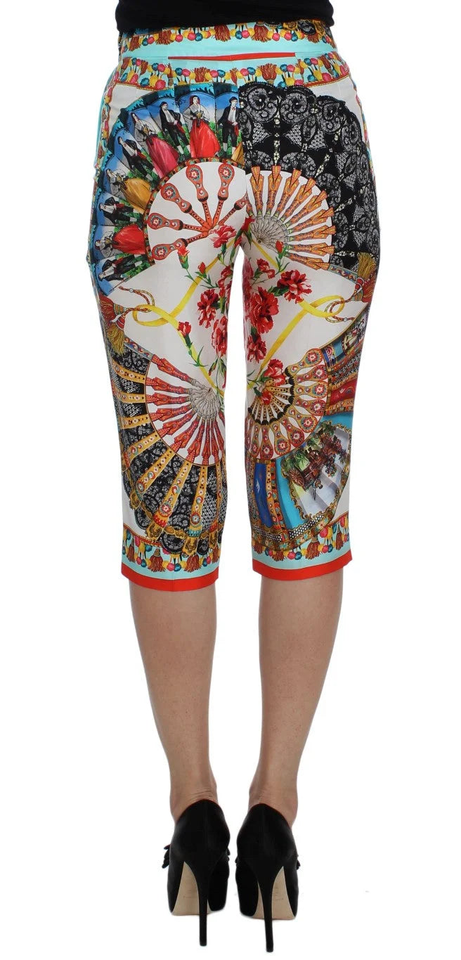 Dolce & Gabbana Multicolor Majolica Sicily Silk Pants - IT38|XS - Trousers