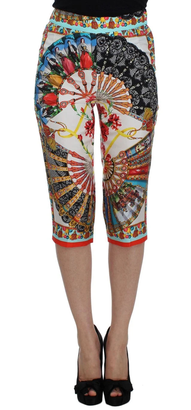 Dolce & Gabbana Multicolor Majolica Sicily Silk Pants - IT38|XS - Trousers