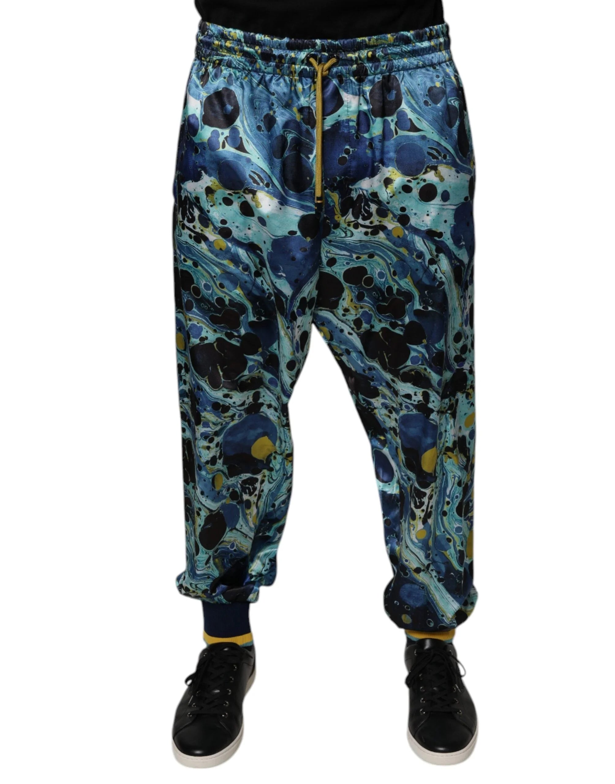 Dolce & Gabbana Multicolor Marble Print Jogger Men Sweatpants Pants - Sweatpants