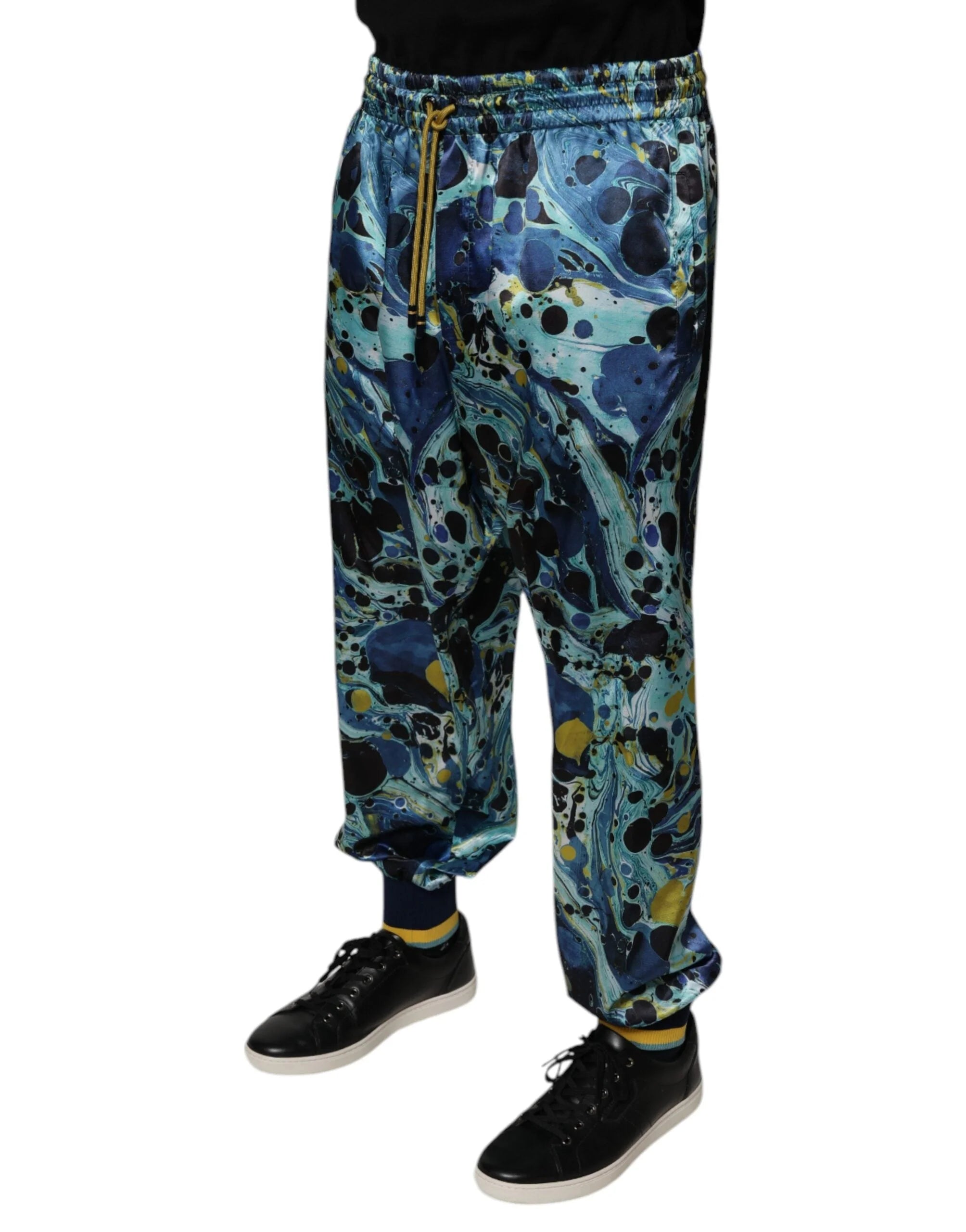 Dolce & Gabbana Multicolor Marble Print Jogger Men Sweatpants Pants - Sweatpants
