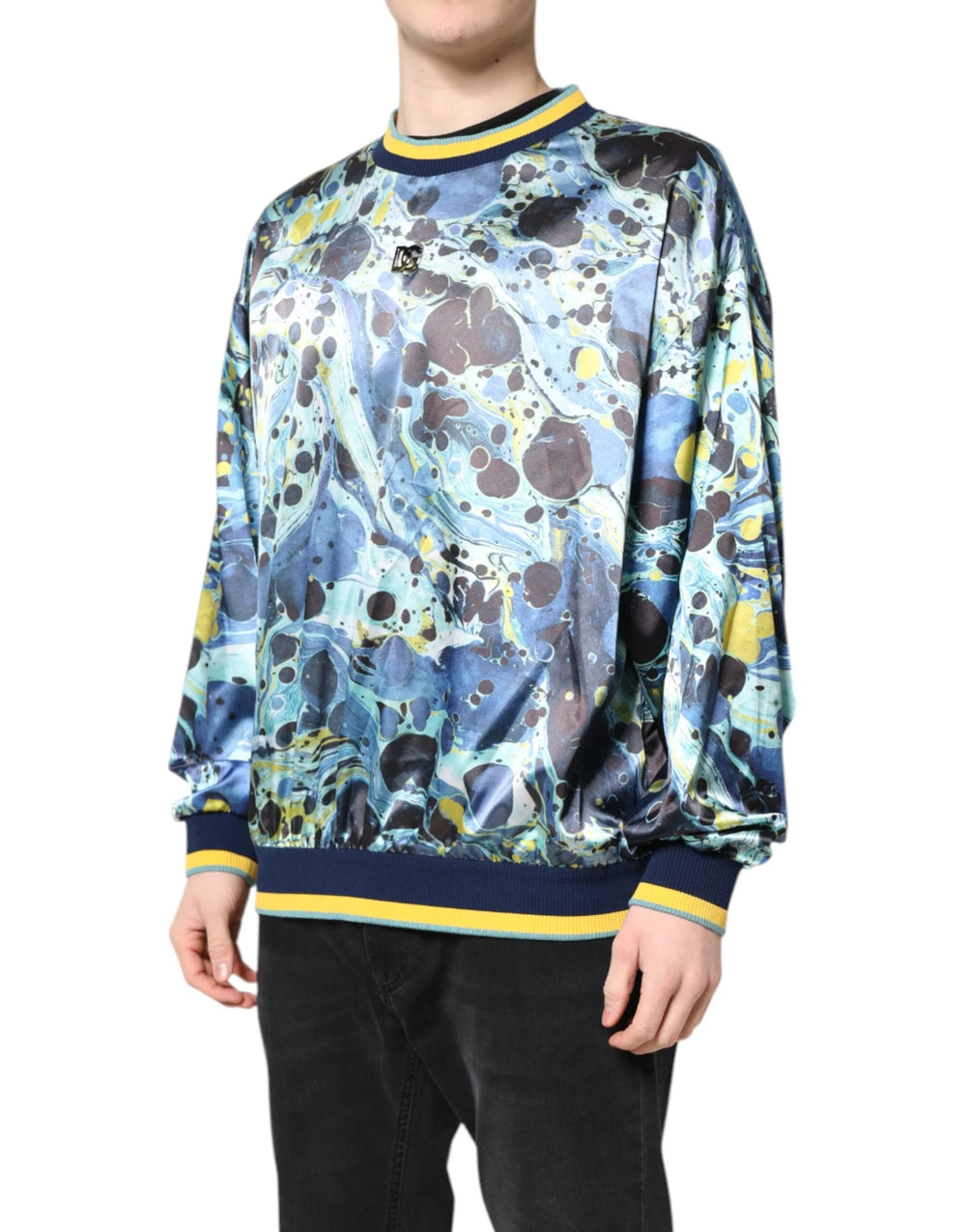 Dolce & Gabbana Multicolor Marble Print Men Pullover Sweater - IT52 | XL - Sweaters