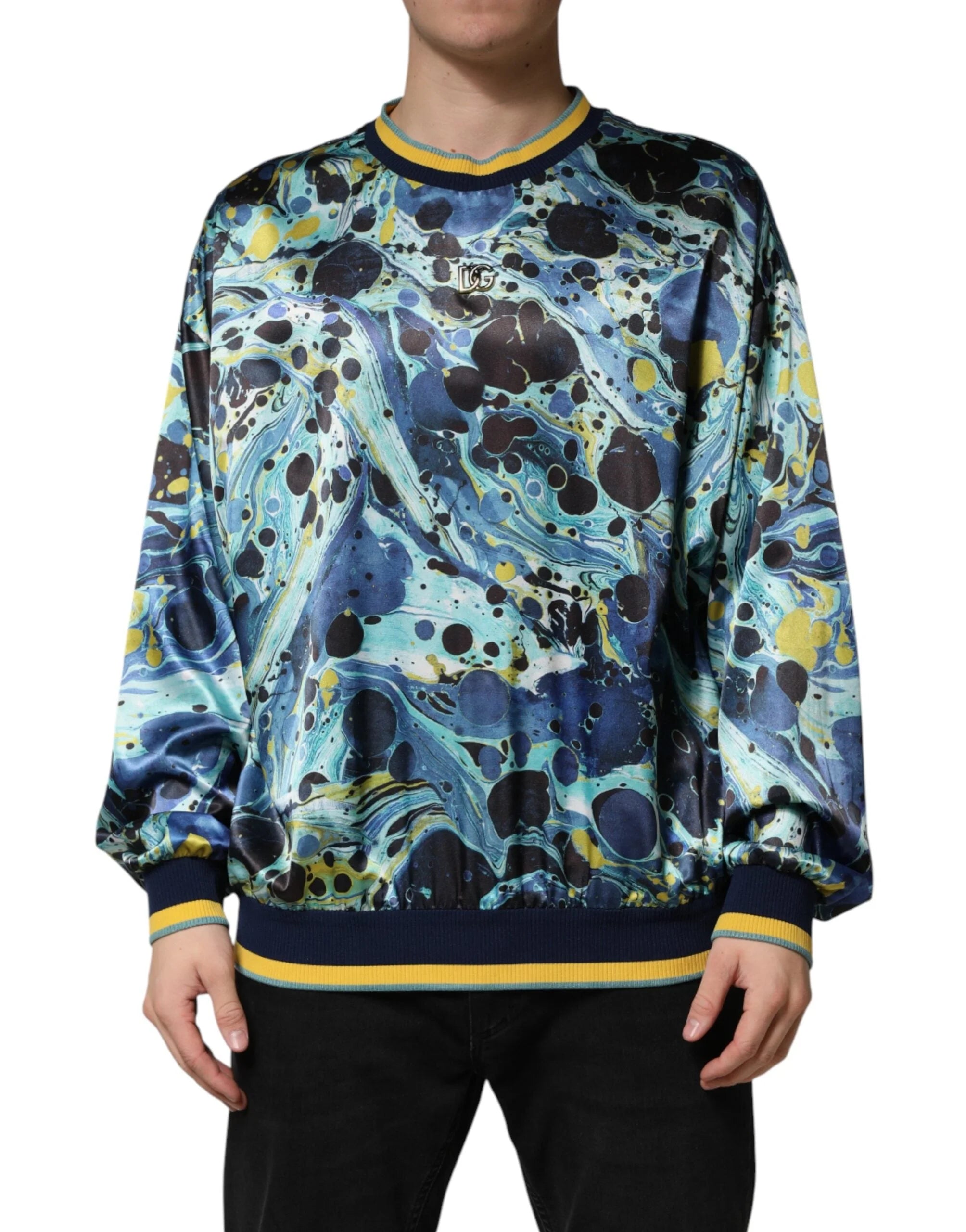 Dolce & Gabbana Multicolor Marble Print Pullover Sweater - IT52 | XL