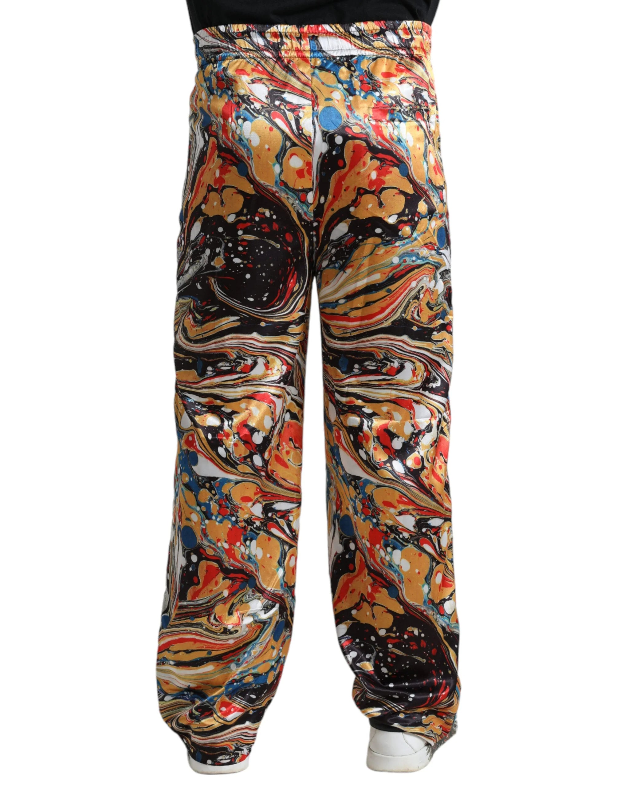 Dolce & Gabbana Multicolor Marble Print Satin Pants - Track Pants