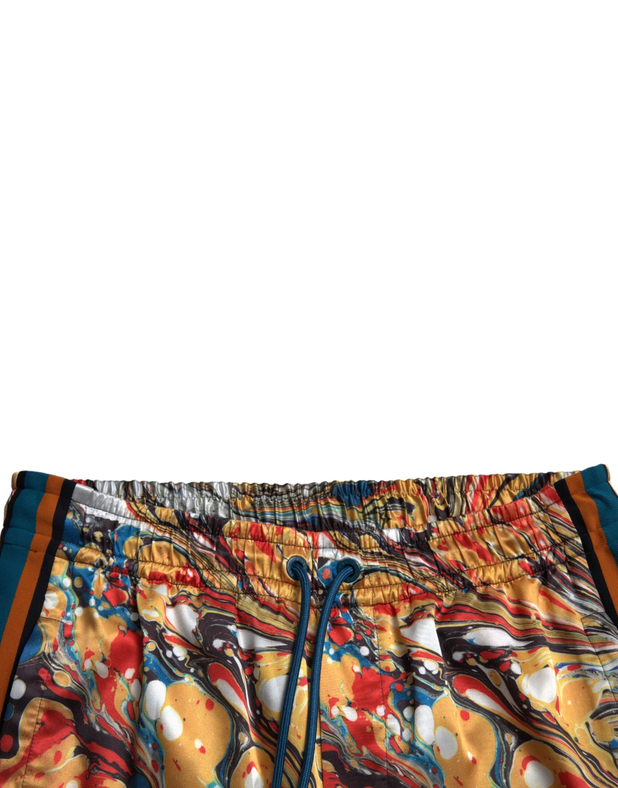 Dolce & Gabbana Multicolor Marble Print Satin Pants - Track Pants