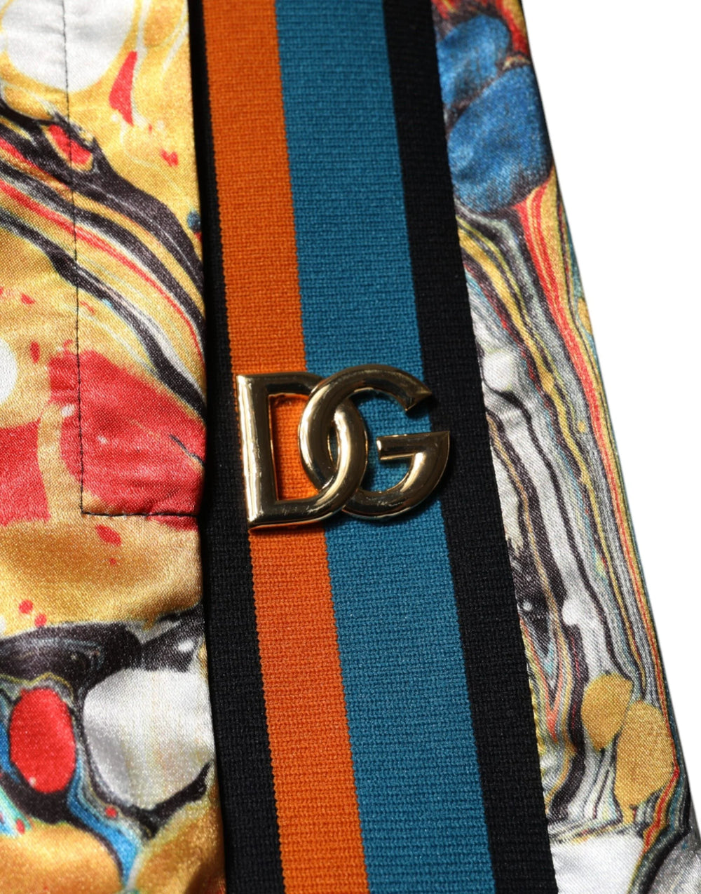 Dolce & Gabbana Multicolor Marble Satin Men Tracksuit Pants - Track Pants