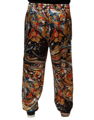 Dolce & Gabbana Multicolor Marble Satin Men Tracksuit Pants - Track Pants