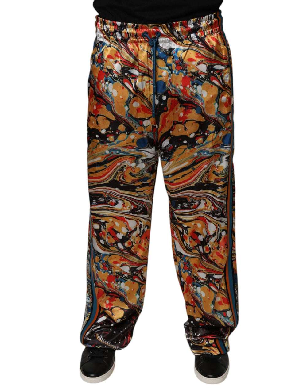 Dolce & Gabbana Multicolor Marble Satin Men Tracksuit Pants - Track Pants