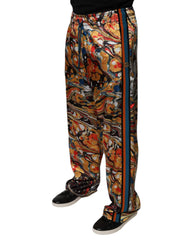 Dolce & Gabbana Multicolor Marble Satin Men Tracksuit Pants - Track Pants
