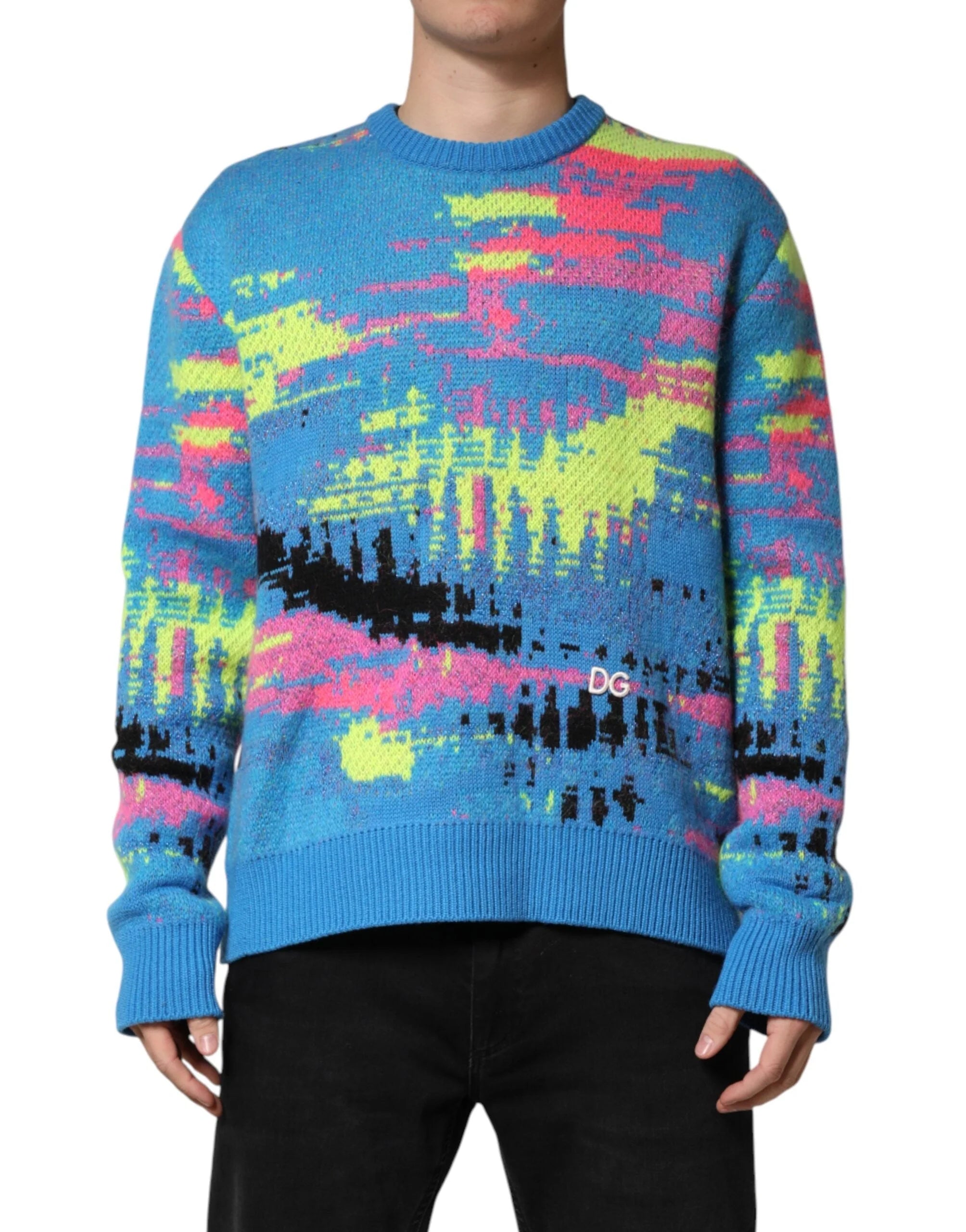 Dolce & Gabbana Multicolor Men Crew Neck Pullover Sweater - IT48 | M
