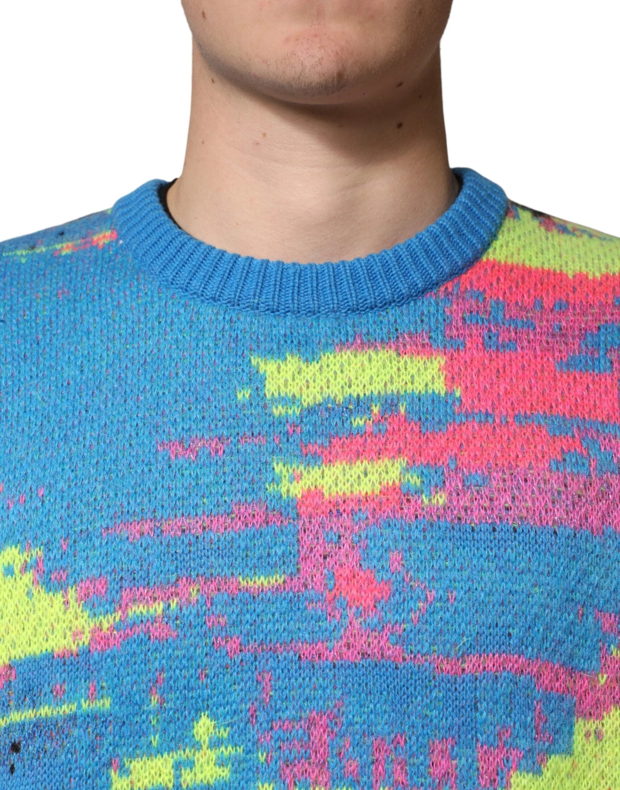 Dolce & Gabbana Multicolor Men Crew Neck Pullover Sweater - IT48 | M