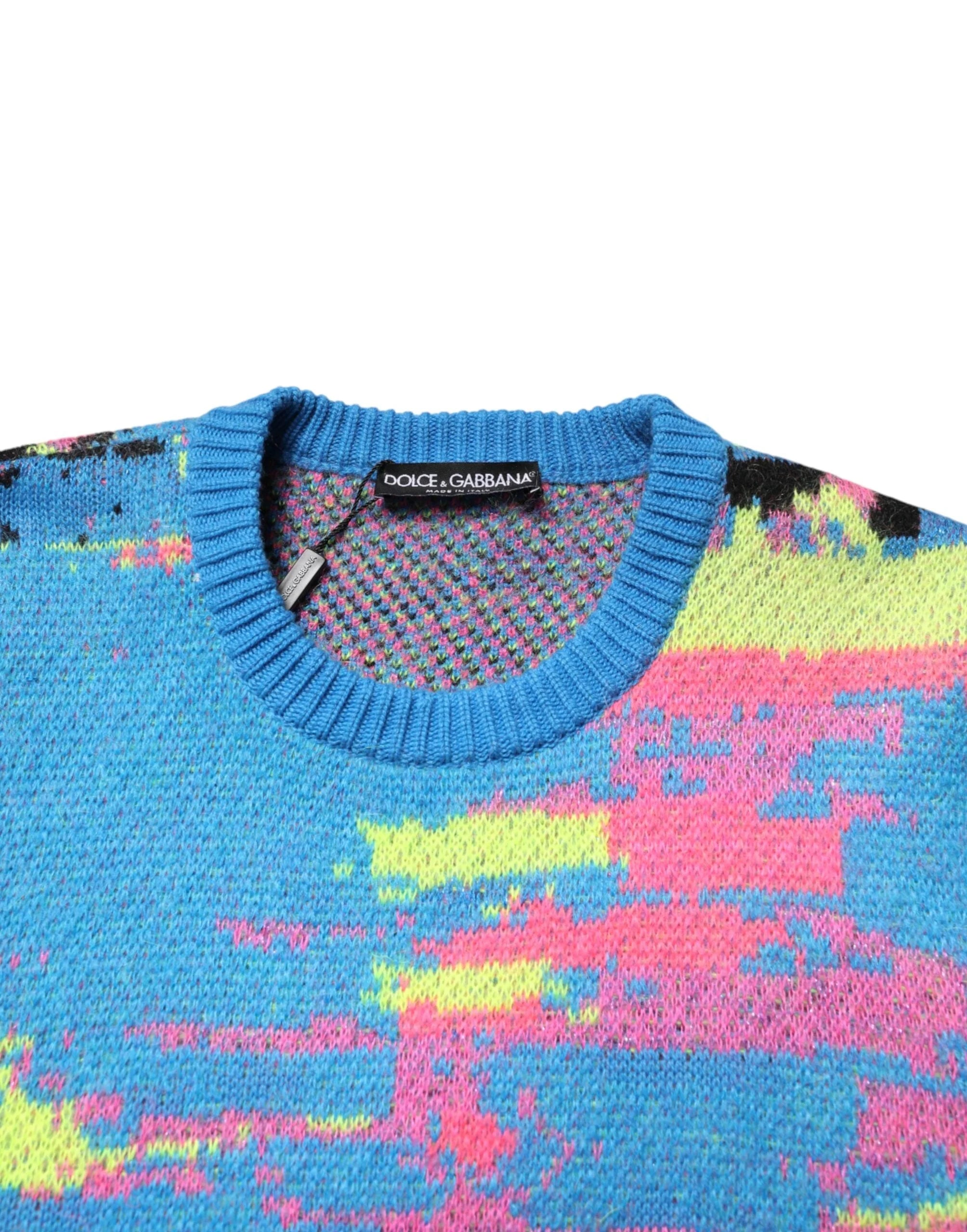 Dolce & Gabbana Multicolor Men Crew Neck Pullover Sweater - IT48 | M