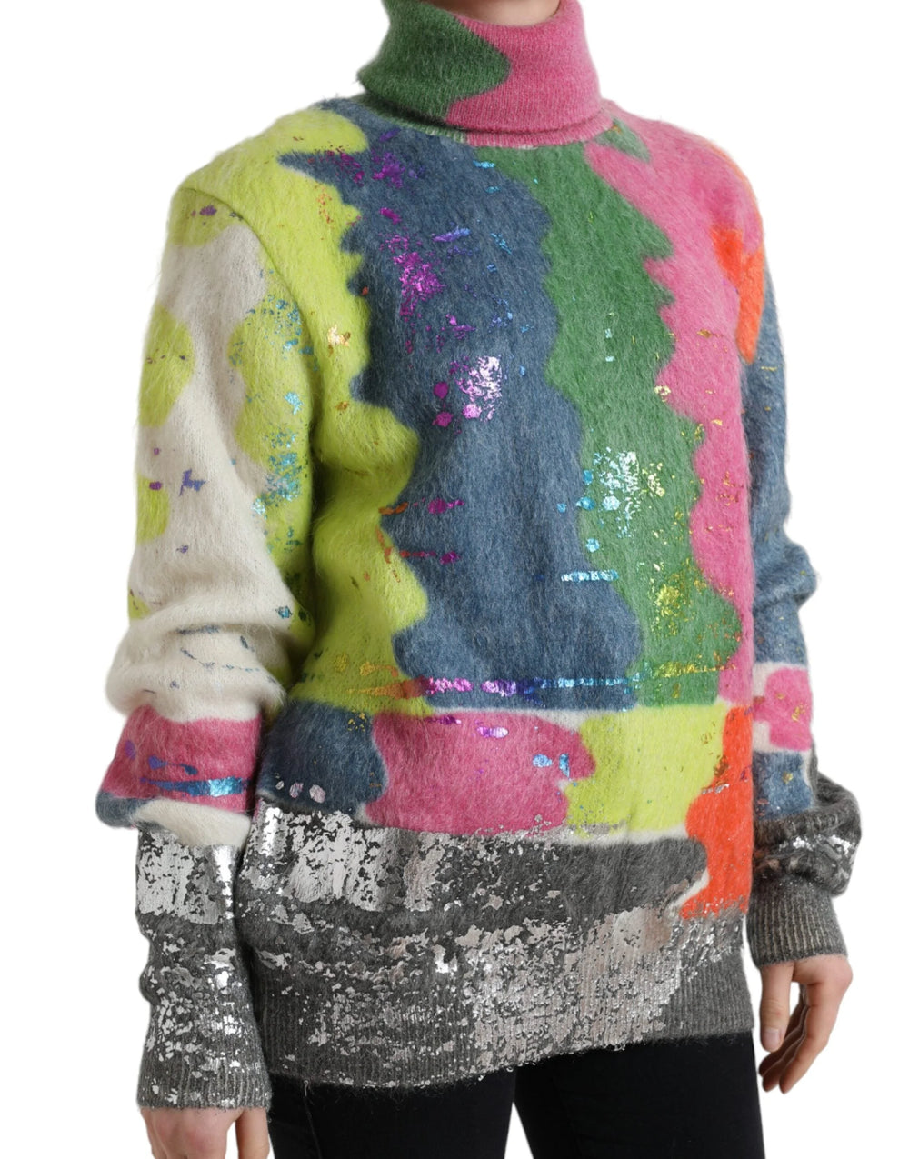Dolce & Gabbana Multicolor Mohair Turtleneck Pullover Sweater - IT38 | XS - Sweaters