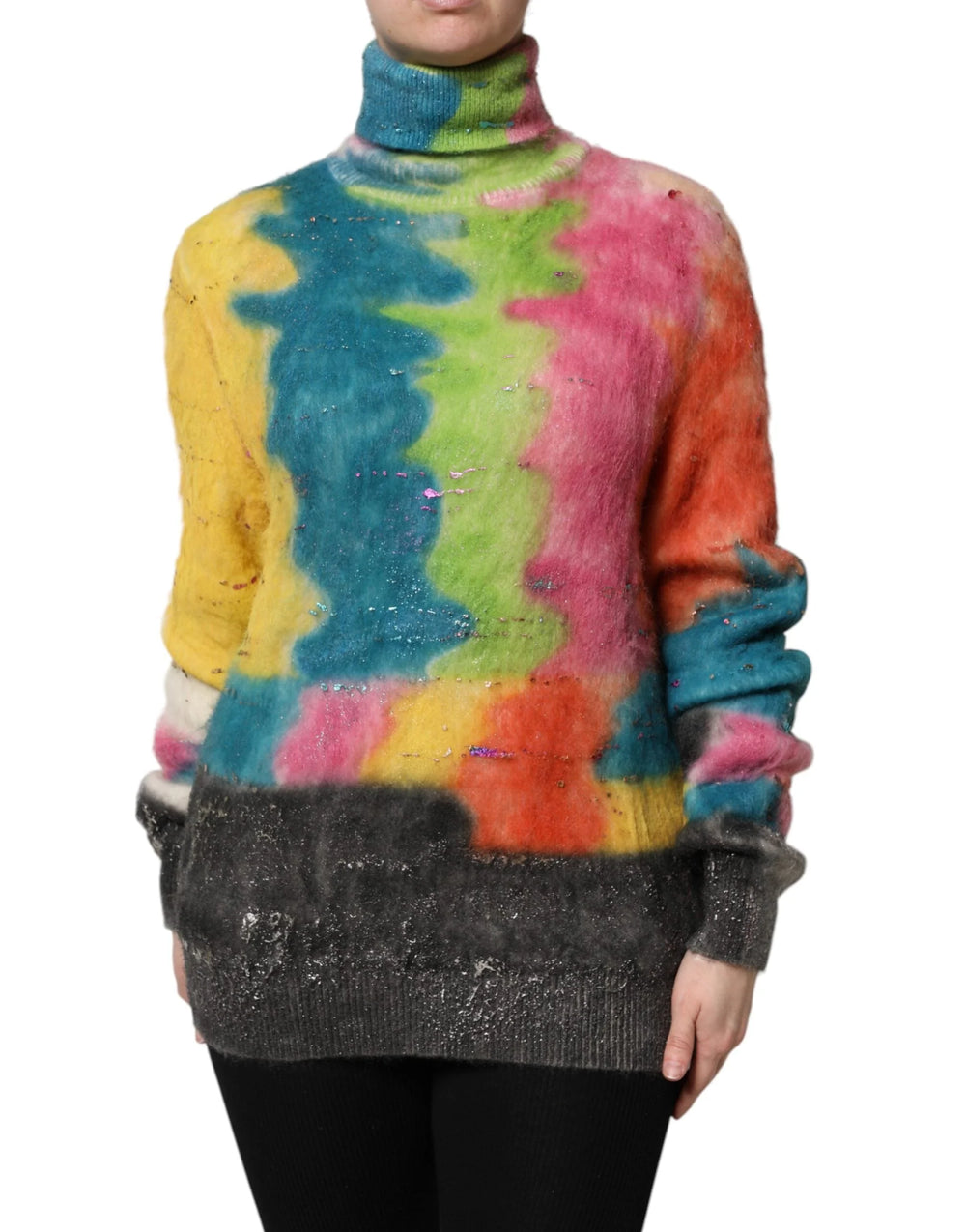 Dolce & Gabbana Multicolor Mohair Turtleneck Pullover Sweater - IT40|S - Sweaters