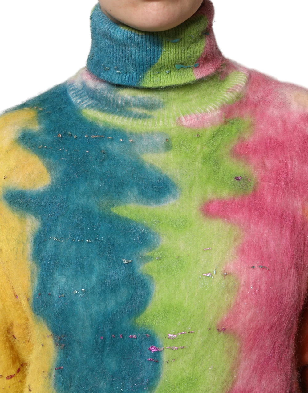 Dolce & Gabbana Multicolor Mohair Turtleneck Pullover Sweater - IT40|S - Sweaters