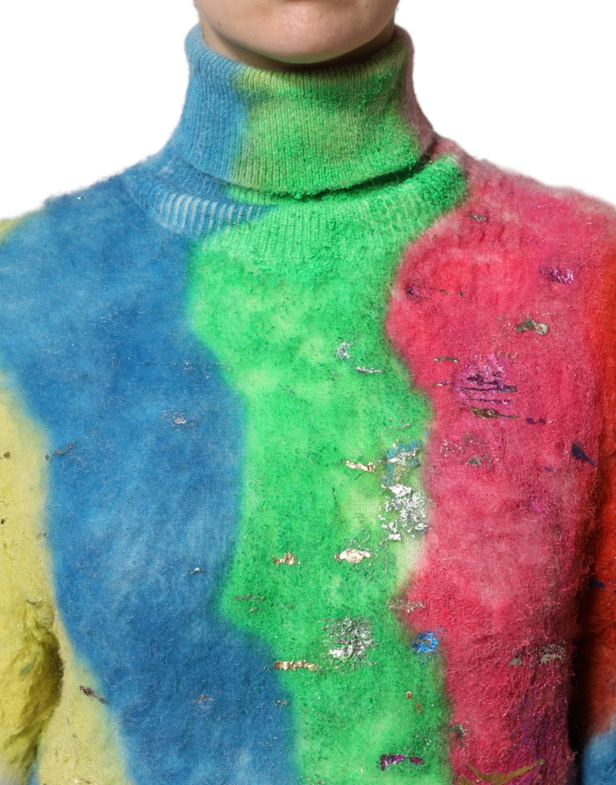 Dolce & Gabbana Multicolor Mohair Turtleneck Pullover Sweater - IT40|S - Sweaters