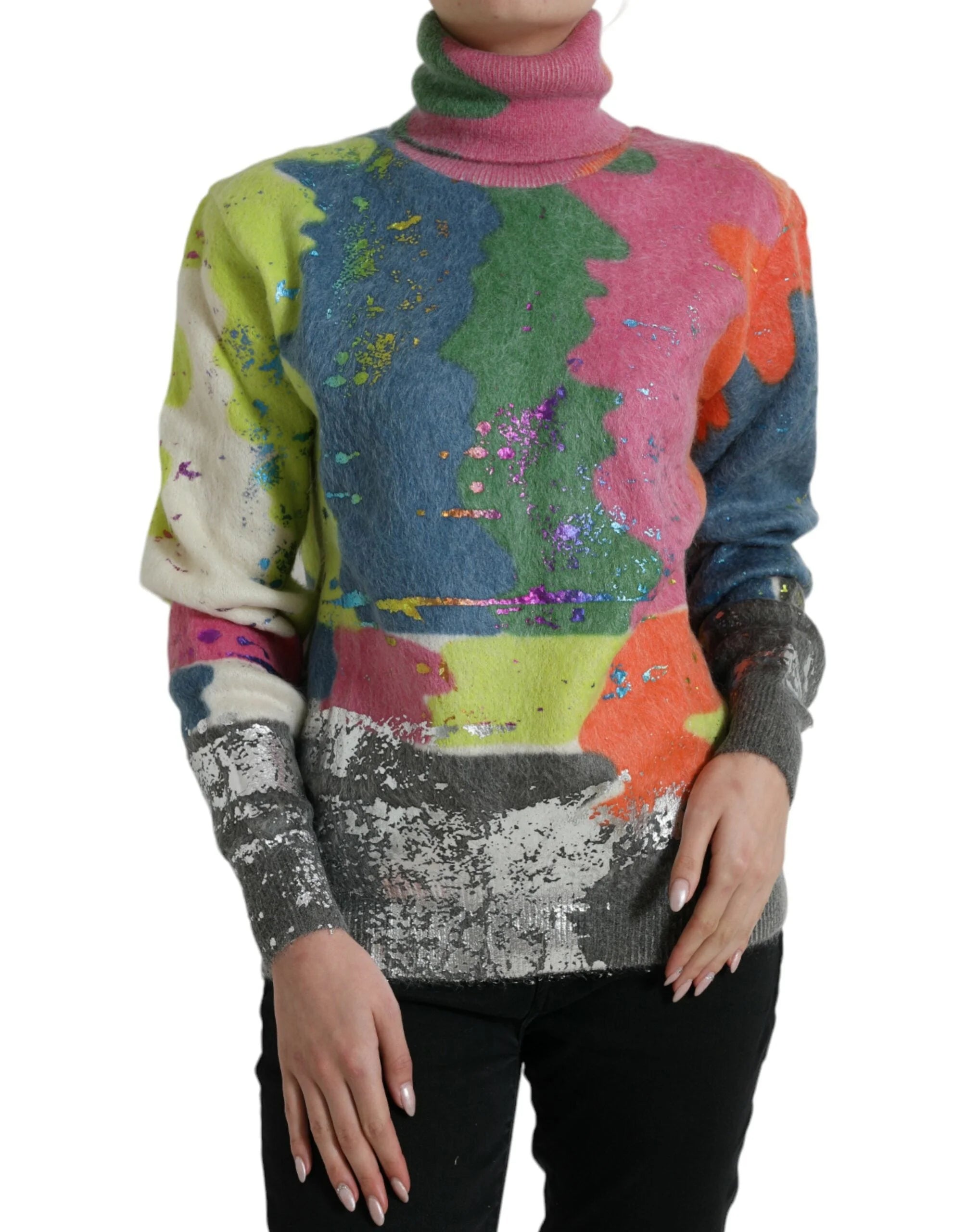 Dolce & Gabbana Multicolor Mohair Turtleneck Pullover Sweater - Sweaters