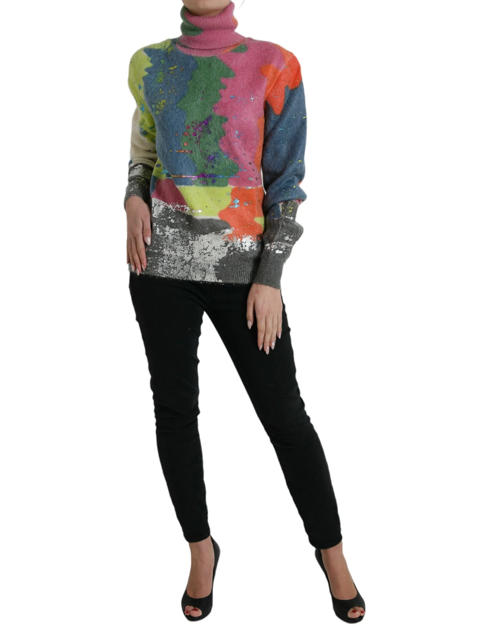Dolce & Gabbana Multicolor Mohair Turtleneck Pullover Sweater - Sweaters