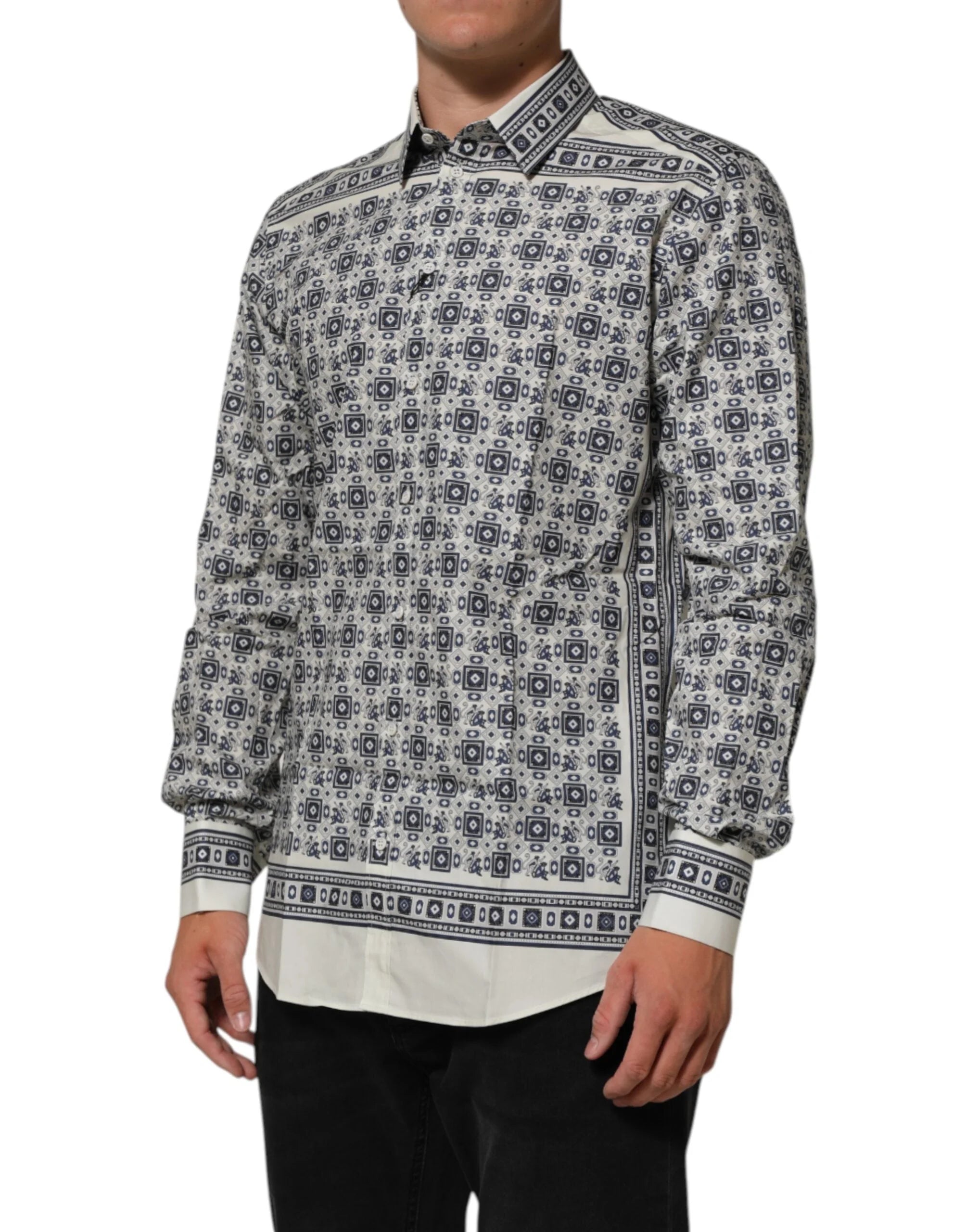 Dolce & Gabbana Multicolor Monkey Tie Print GOLD Dress Shirt - IT41 | L