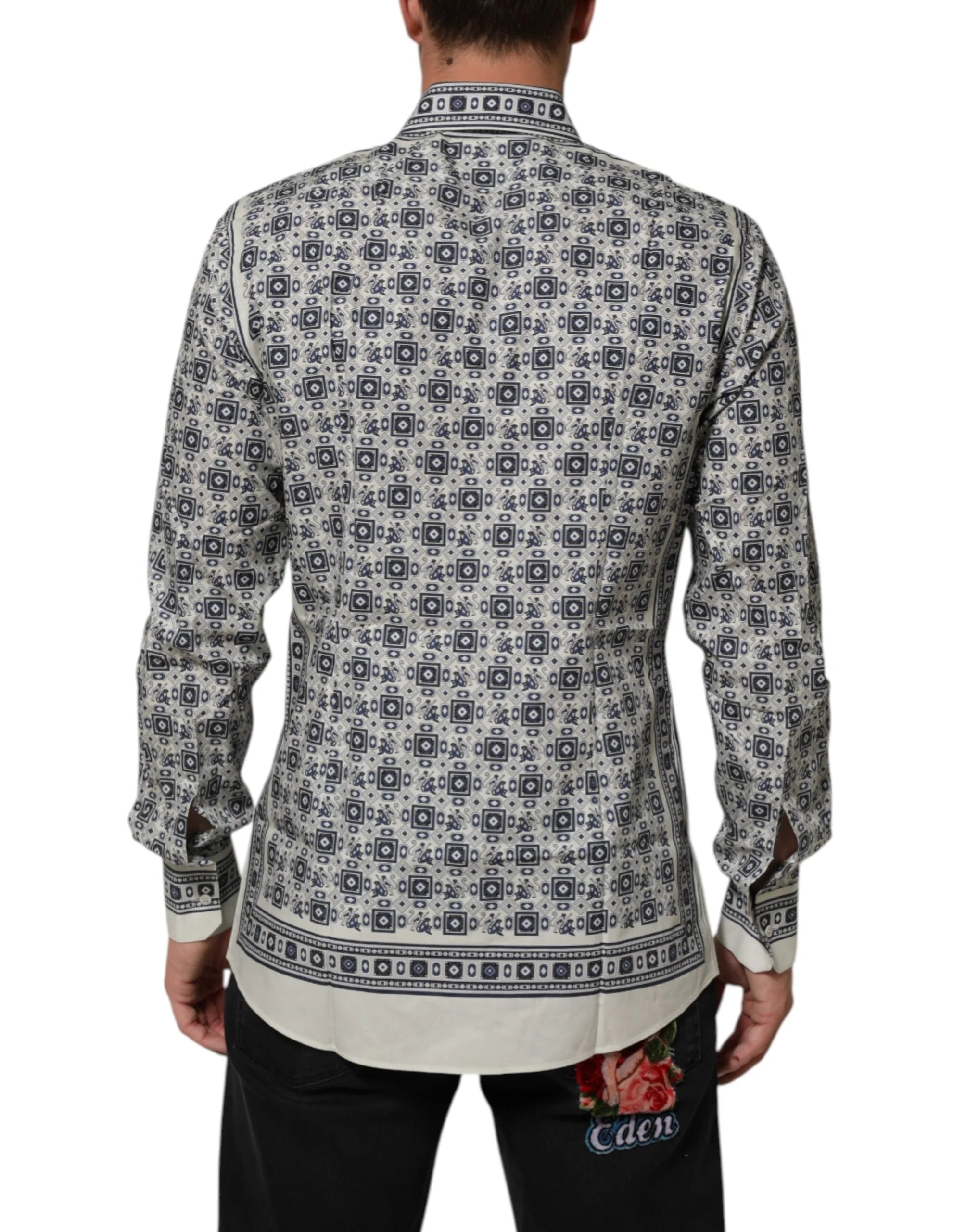 Dolce & Gabbana Multicolor Monkey Tie Print GOLD Dress Shirt - IT41 | L