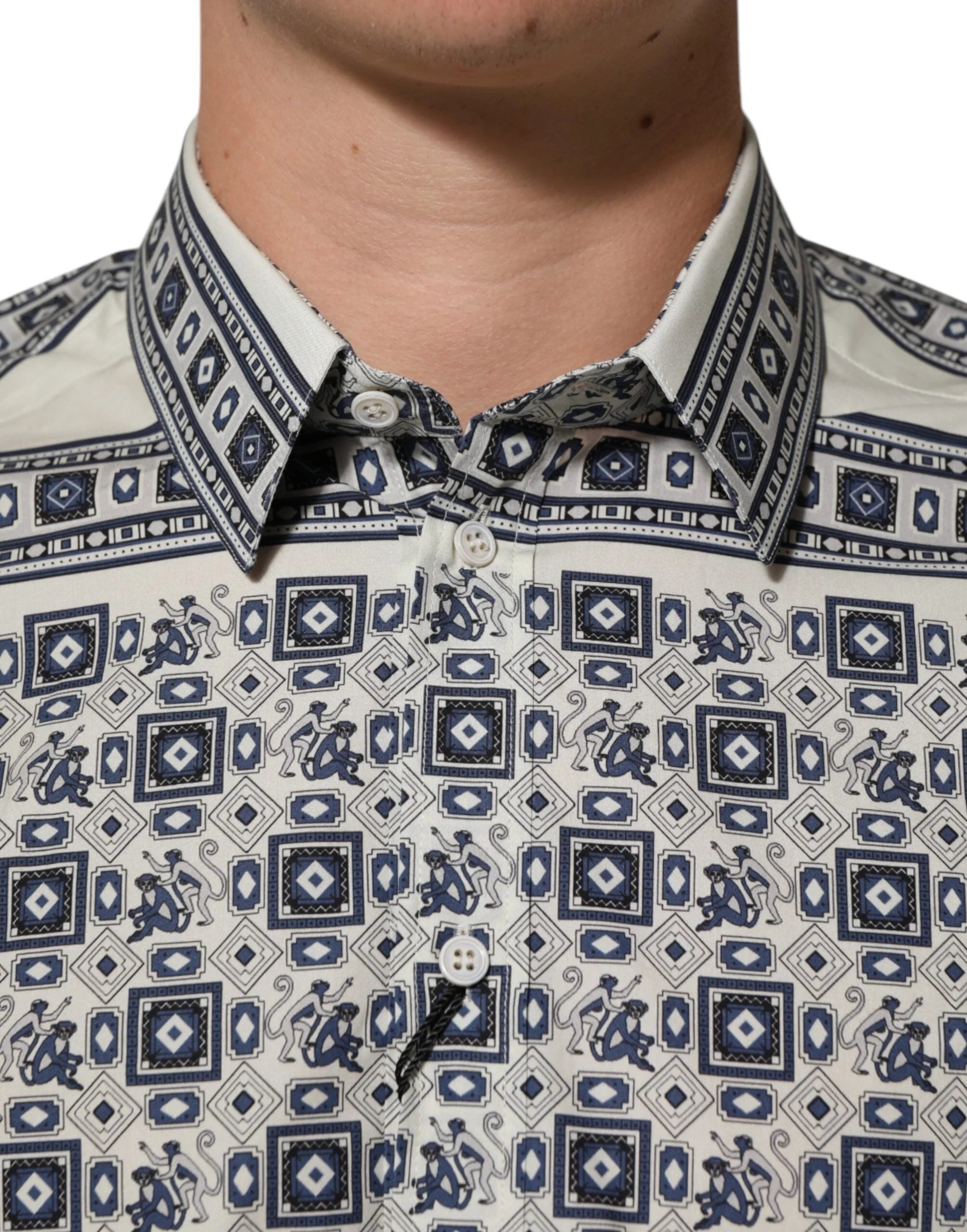 Dolce & Gabbana Multicolor Monkey Tie Print GOLD Dress Shirt - IT41 | L