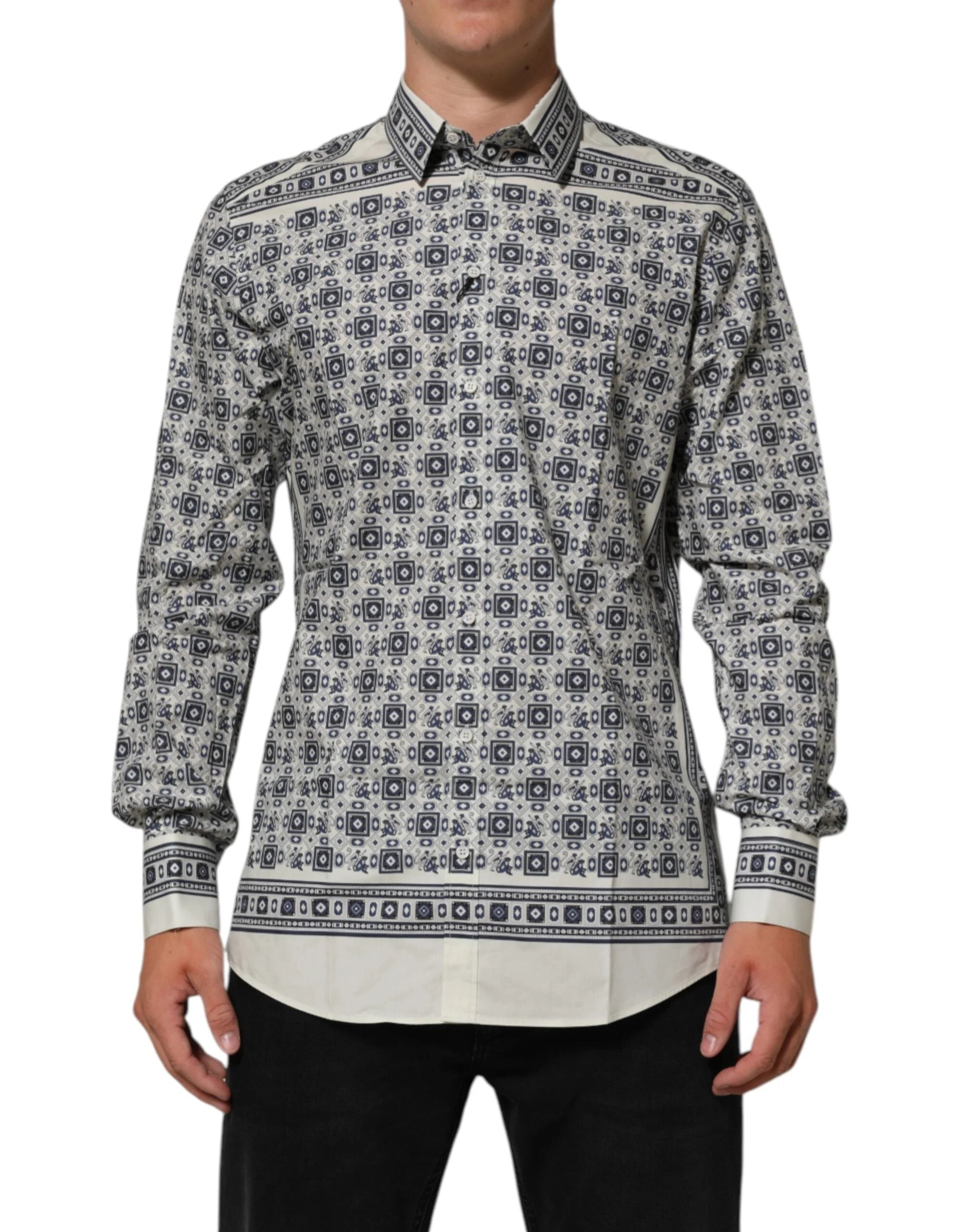 Dolce & Gabbana Multicolor Monkey Tie Print GOLD Dress Shirt - IT41 | L