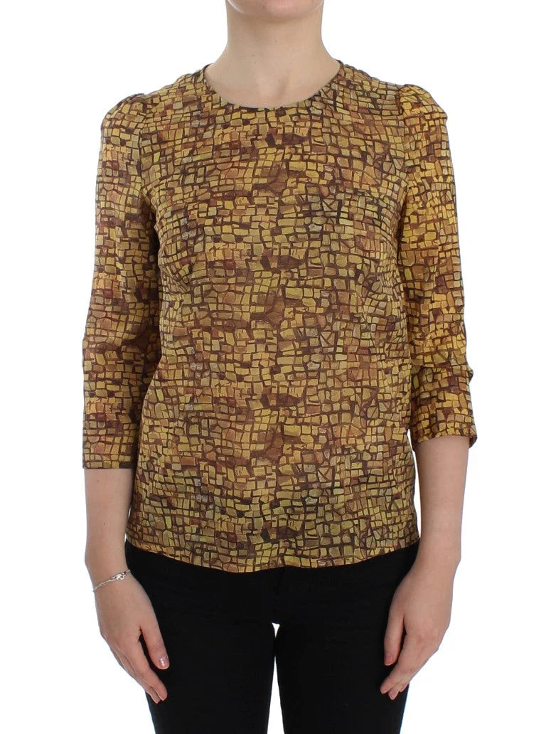 Dolce & Gabbana Multicolor Mosaic Print Silk Blouse T-shirt - Blouses