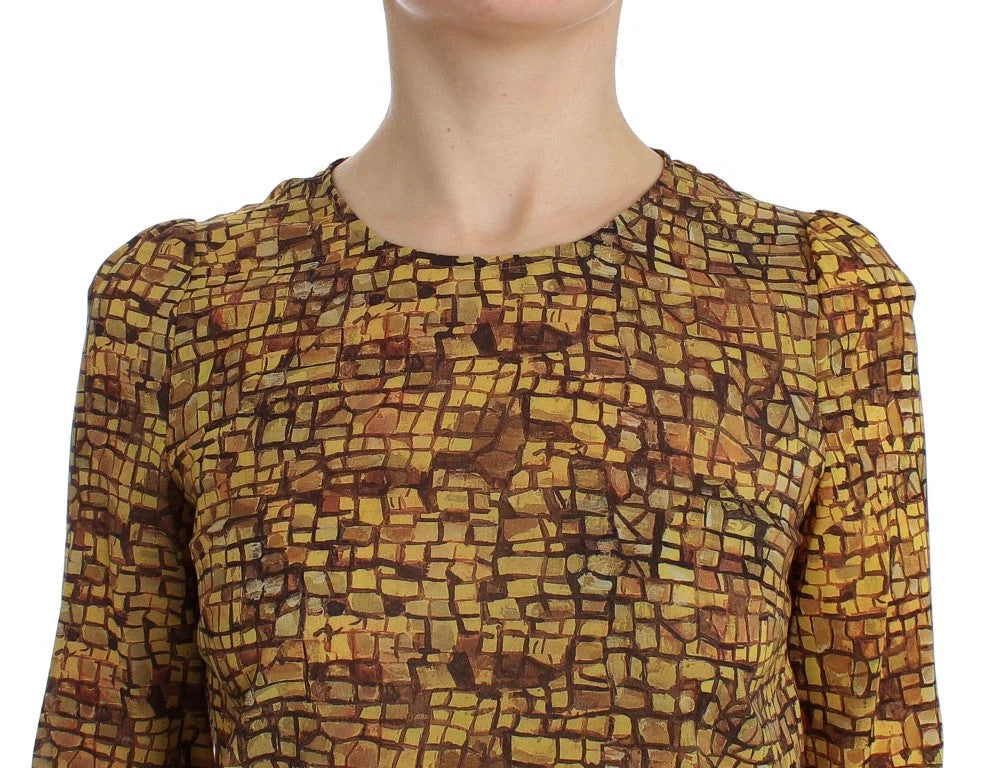 Dolce & Gabbana Multicolor Mosaic Print Silk Blouse T-shirt - Blouses