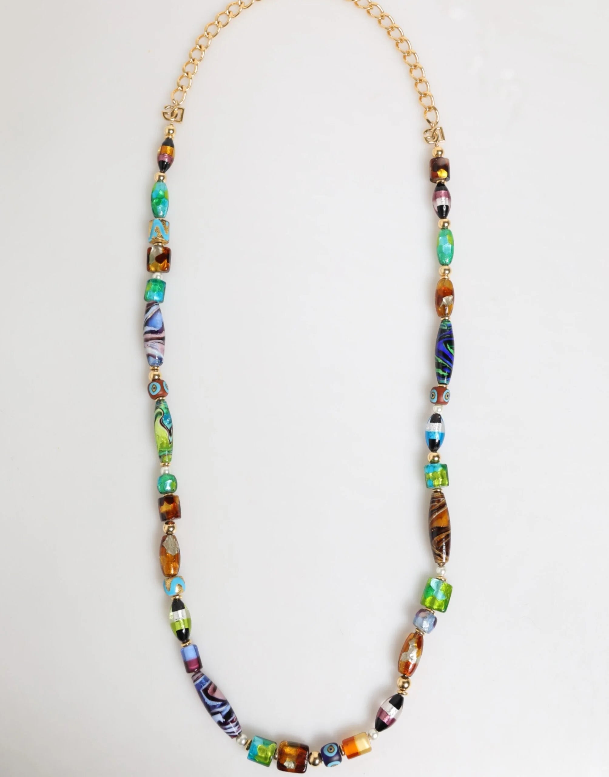 Dolce & Gabbana Multicolor Murano Glass Beads Brass Women Jewelry Necklace - Necklaces