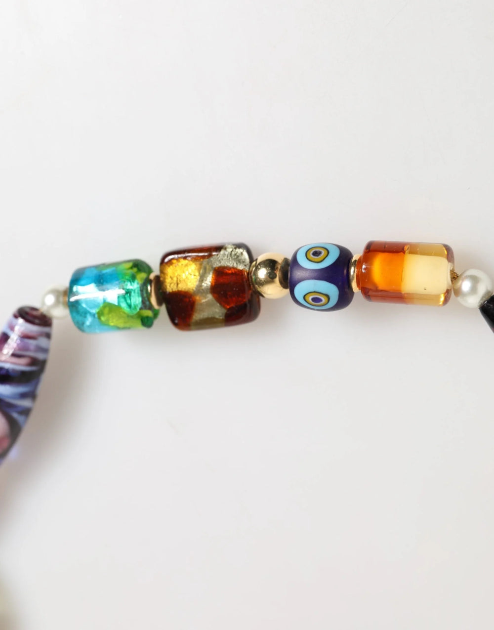 Dolce & Gabbana Multicolor Murano Glass Beads Brass Women Jewelry Necklace - Necklaces