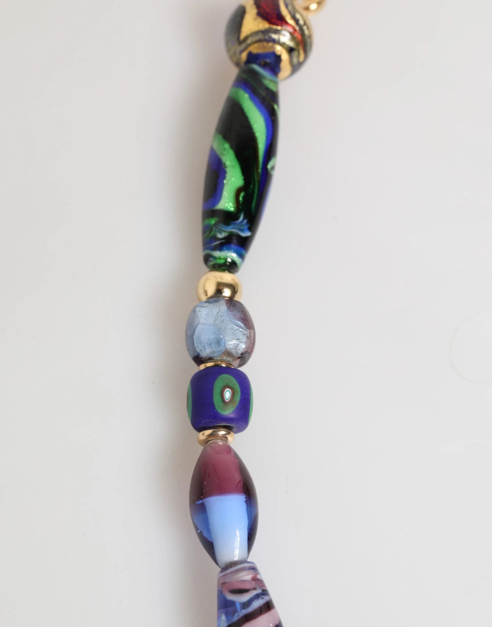 Dolce & Gabbana Multicolor Murano Glass Beads Gold Brass Chain Jewelry Necklace - Necklaces