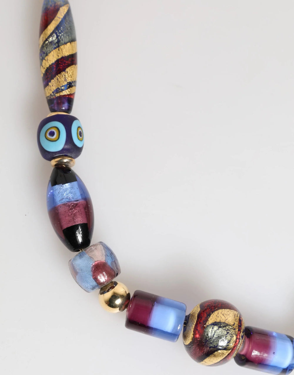 Dolce & Gabbana Multicolor Murano Glass Beads Gold Brass Chain Jewelry Necklace - Necklaces