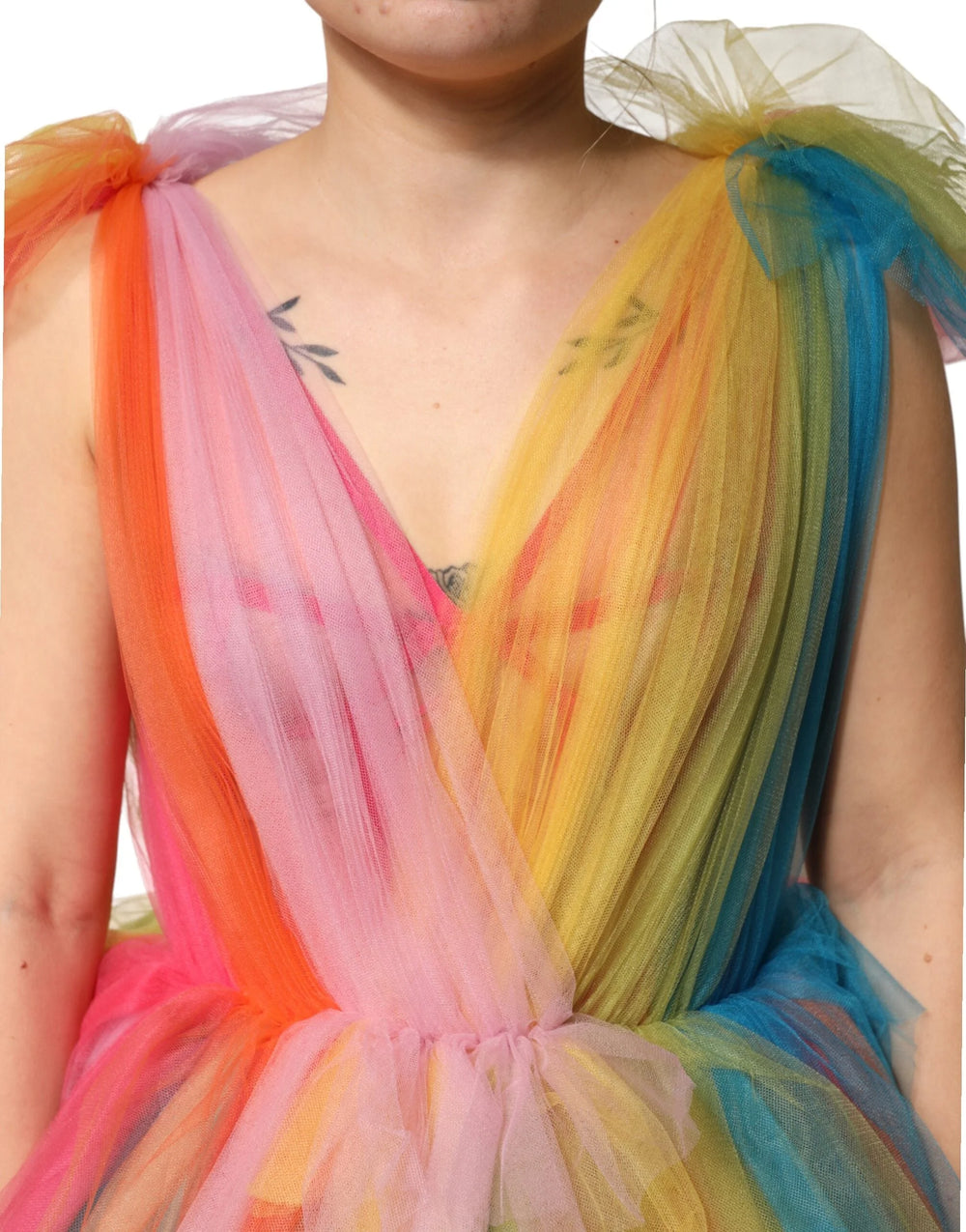 Dolce & Gabbana Multicolor Nylon Tiered Tulle Midi Dress - IT40|S