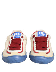Side profile of Dolce & Gabbana Old Runner sneakers showing the architectural rubber sole and mixed-material construction.