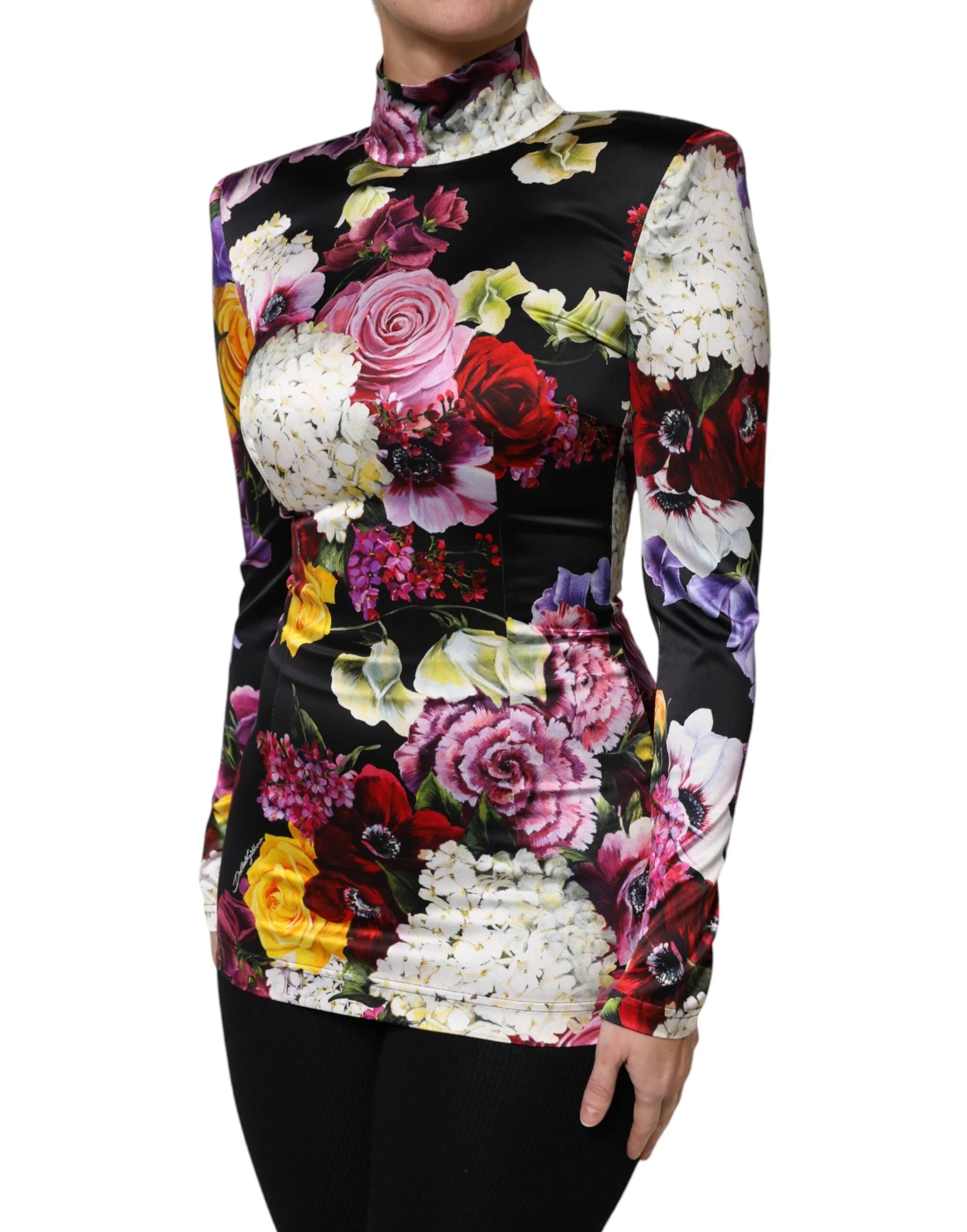 Dolce & Gabbana Multicolor Ortensies Long Sleeves Blouse Top - IT40|S - Blouses