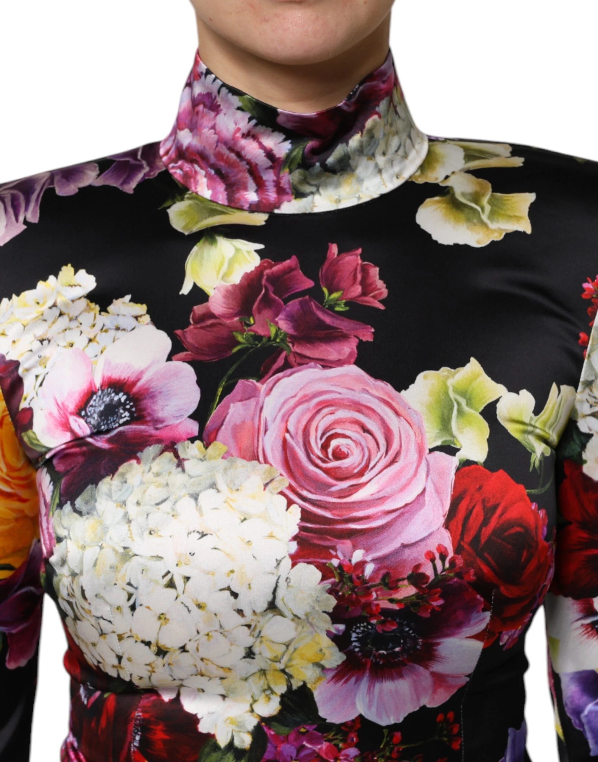 Dolce & Gabbana Multicolor Ortensies Long Sleeves Blouse Top - IT40|S - Blouses