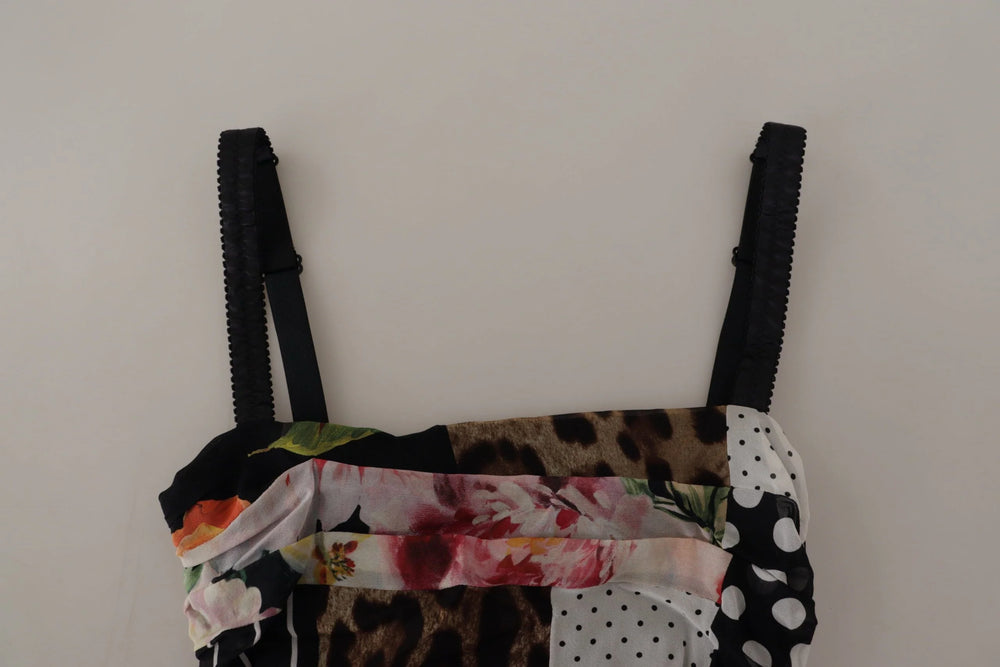 Dolce & Gabbana Multicolor Pachwork Midi Floral Silk Leopard Bodycon Dress - IT40|S - Dresses