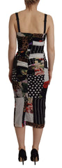 Dolce & Gabbana Multicolor Pachwork Midi Floral Silk Leopard Bodycon Dress - IT40|S - Dresses