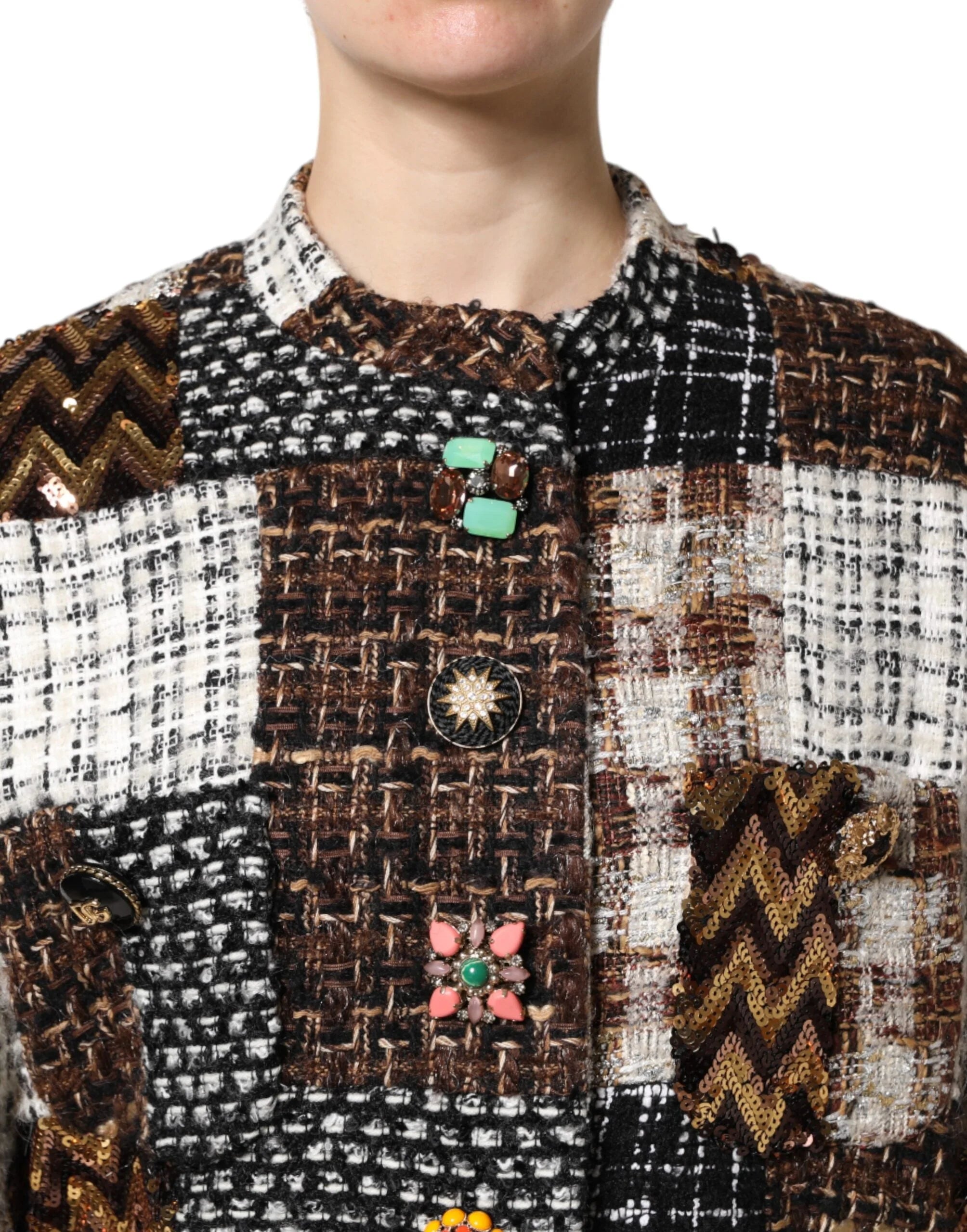 Dolce & Gabbana Multicolor Patchwork Button Down Jacket - Coats & Jackets