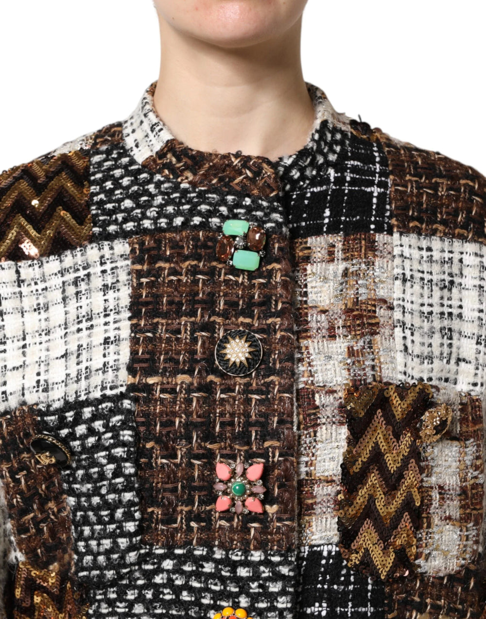 Dolce & Gabbana Multicolor Patchwork Button Down Jacket - Coats & Jackets