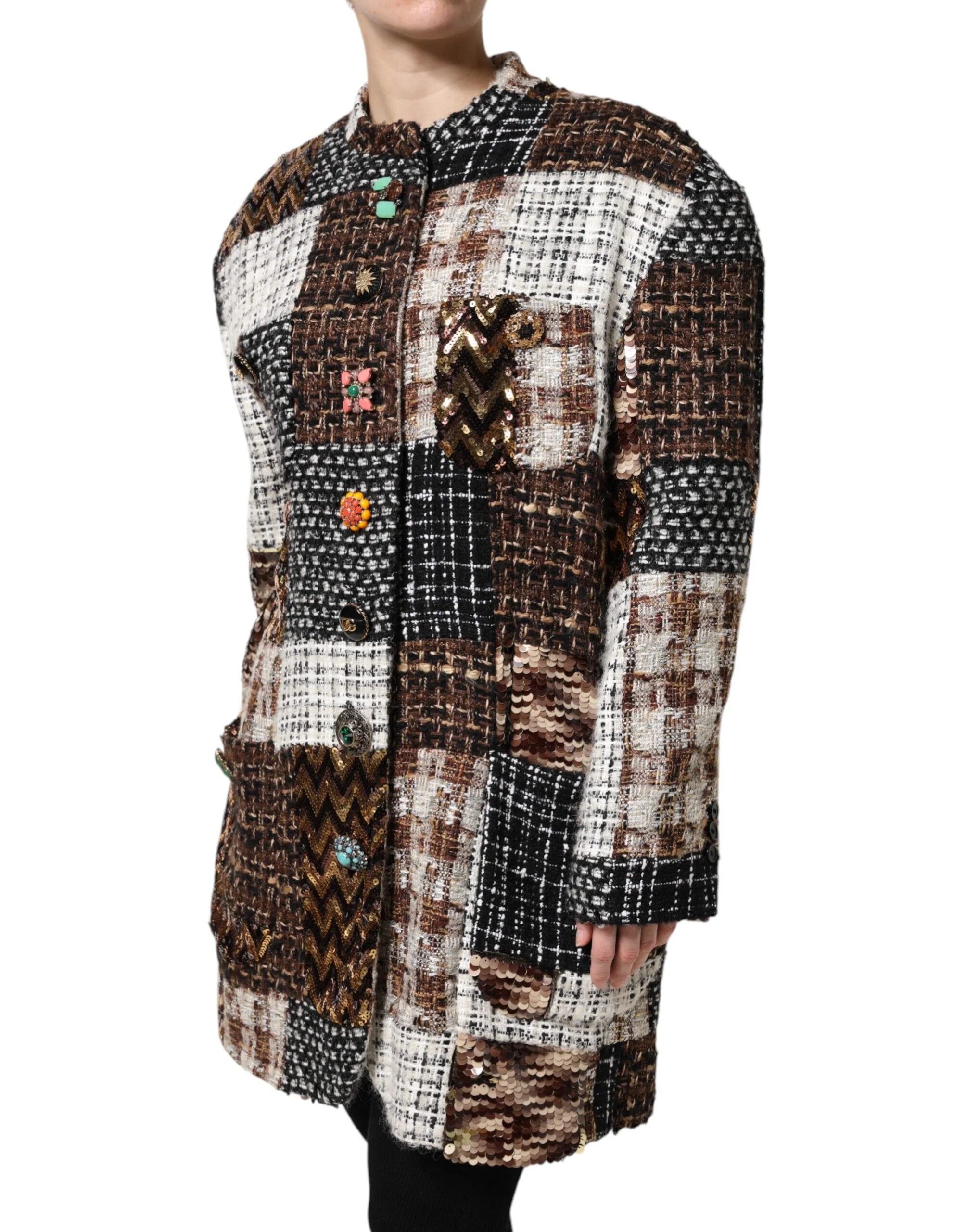 Dolce & Gabbana Multicolor Patchwork Button Down Jacket - Coats & Jackets