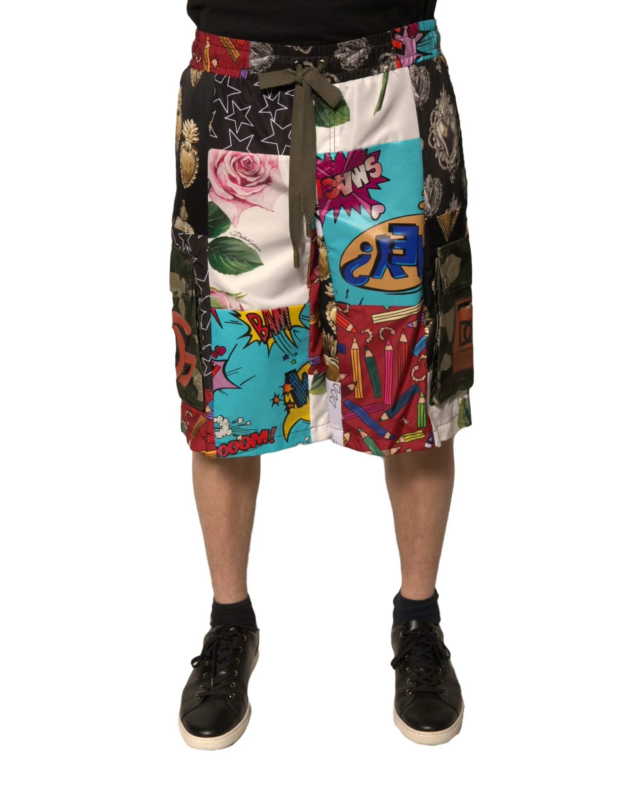Dolce & Gabbana Multicolor Patchwork Cargo Bermuda Shorts - IT48 | M - Bermudas