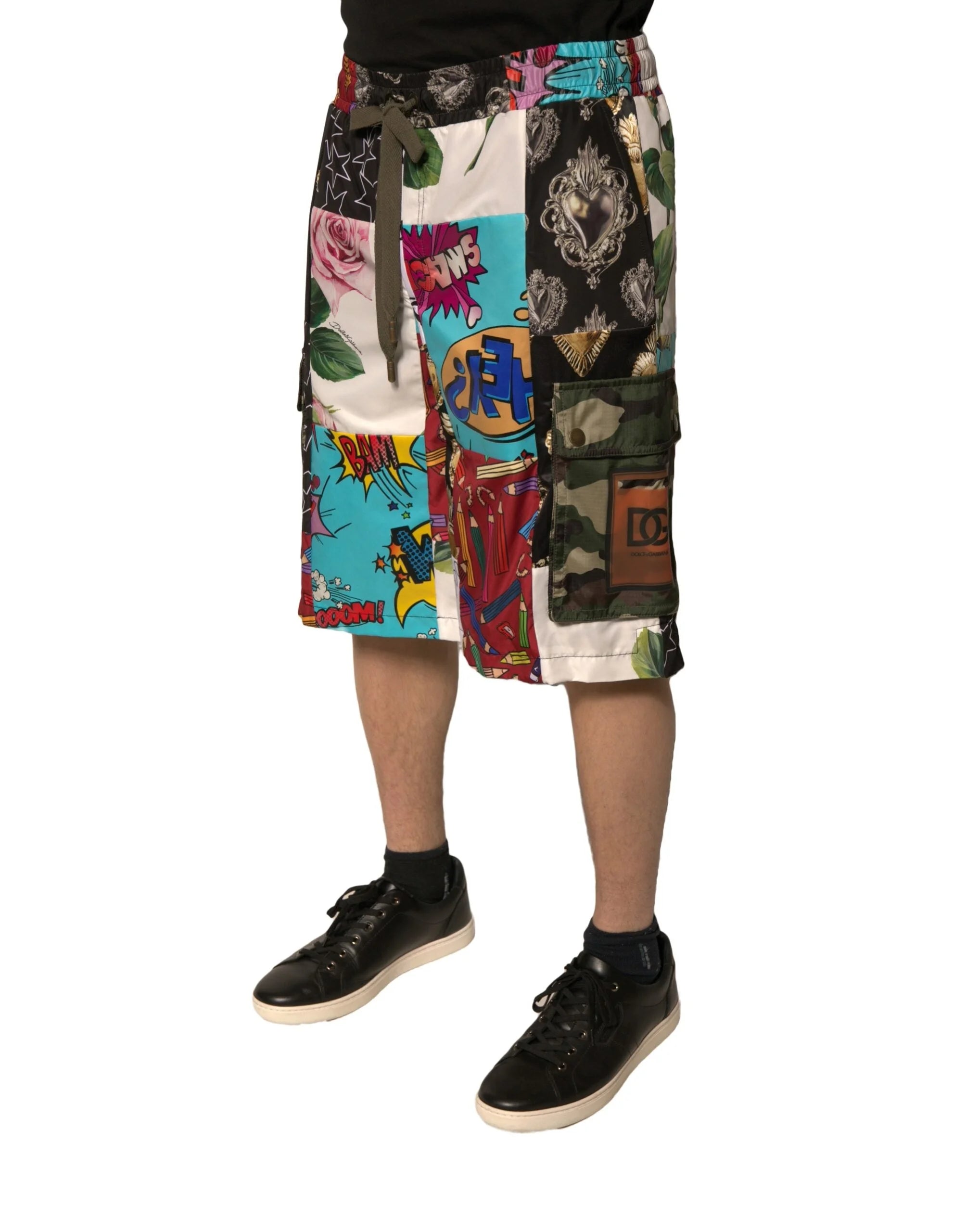 Dolce & Gabbana Multicolor Patchwork Cargo Bermuda Shorts - IT48 | M - Bermudas