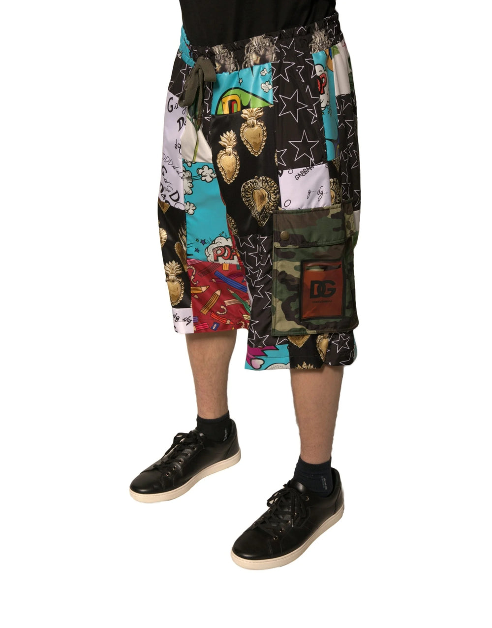 Dolce & Gabbana Multicolor Patchwork Cargo Bermuda Shorts - IT54 | XL - Bermudas