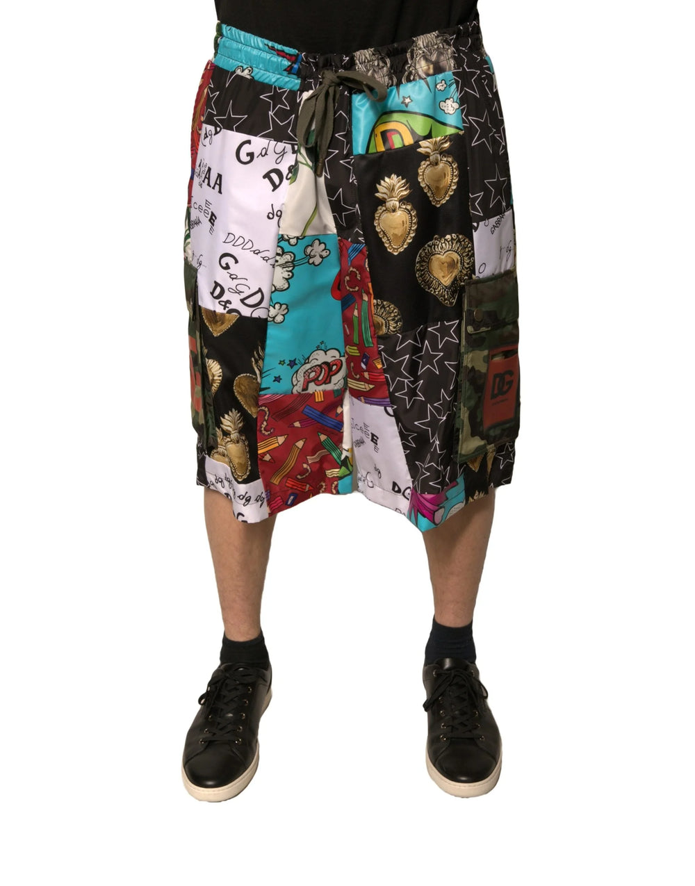 Dolce & Gabbana Multicolor Patchwork Cargo Bermuda Shorts - IT54 | XL - Bermudas