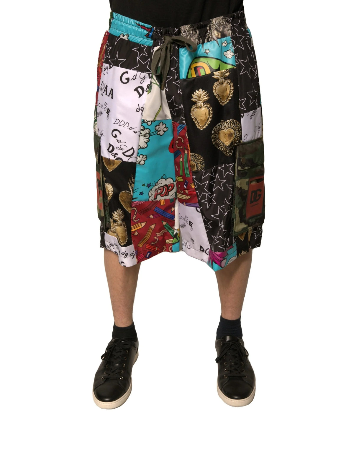 Dolce & Gabbana Multicolor Patchwork Cargo Bermuda Shorts - IT54 | XL - Bermudas