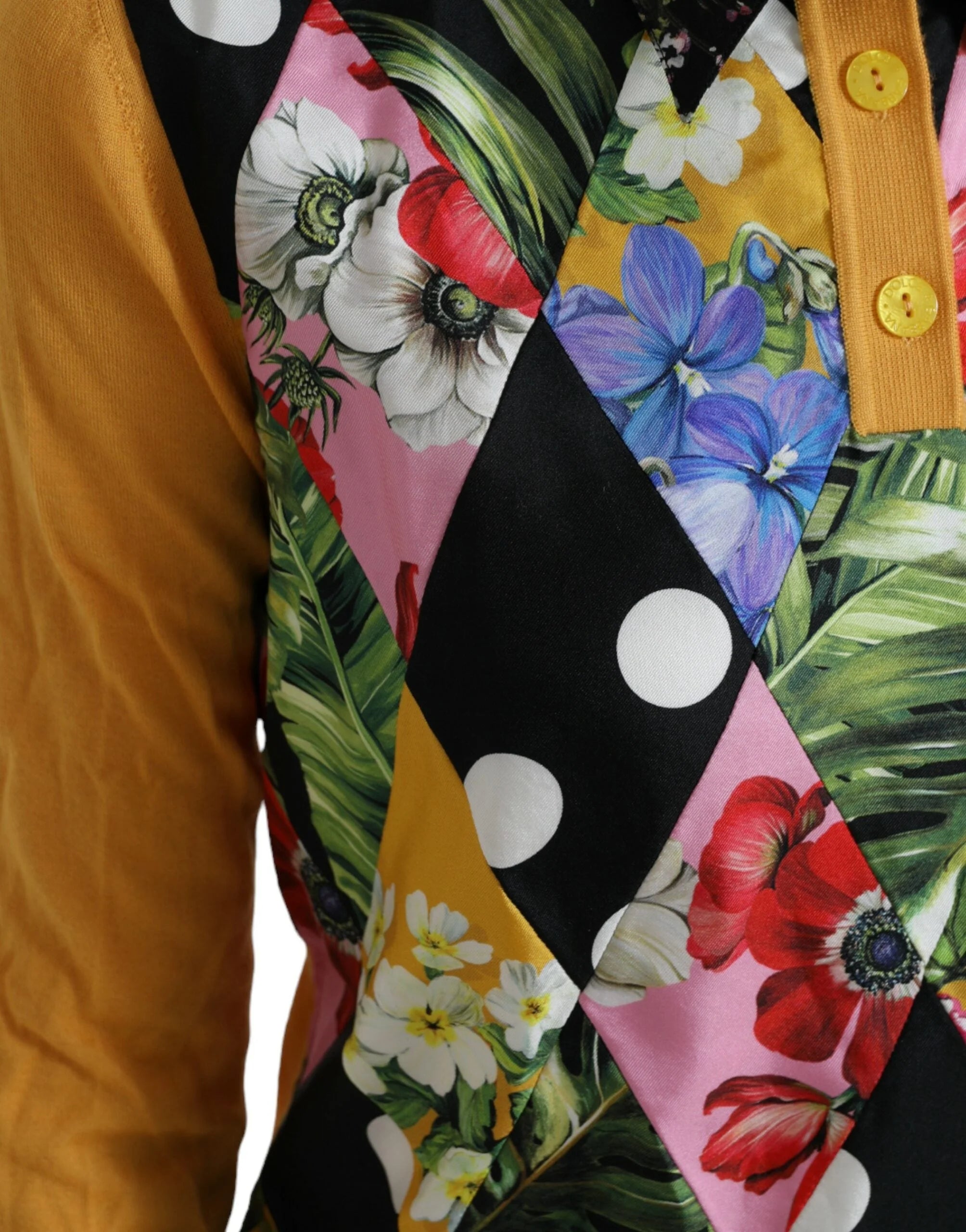 Dolce & Gabbana Multicolor Patchwork Cashmere Henley Sweater - Sweaters