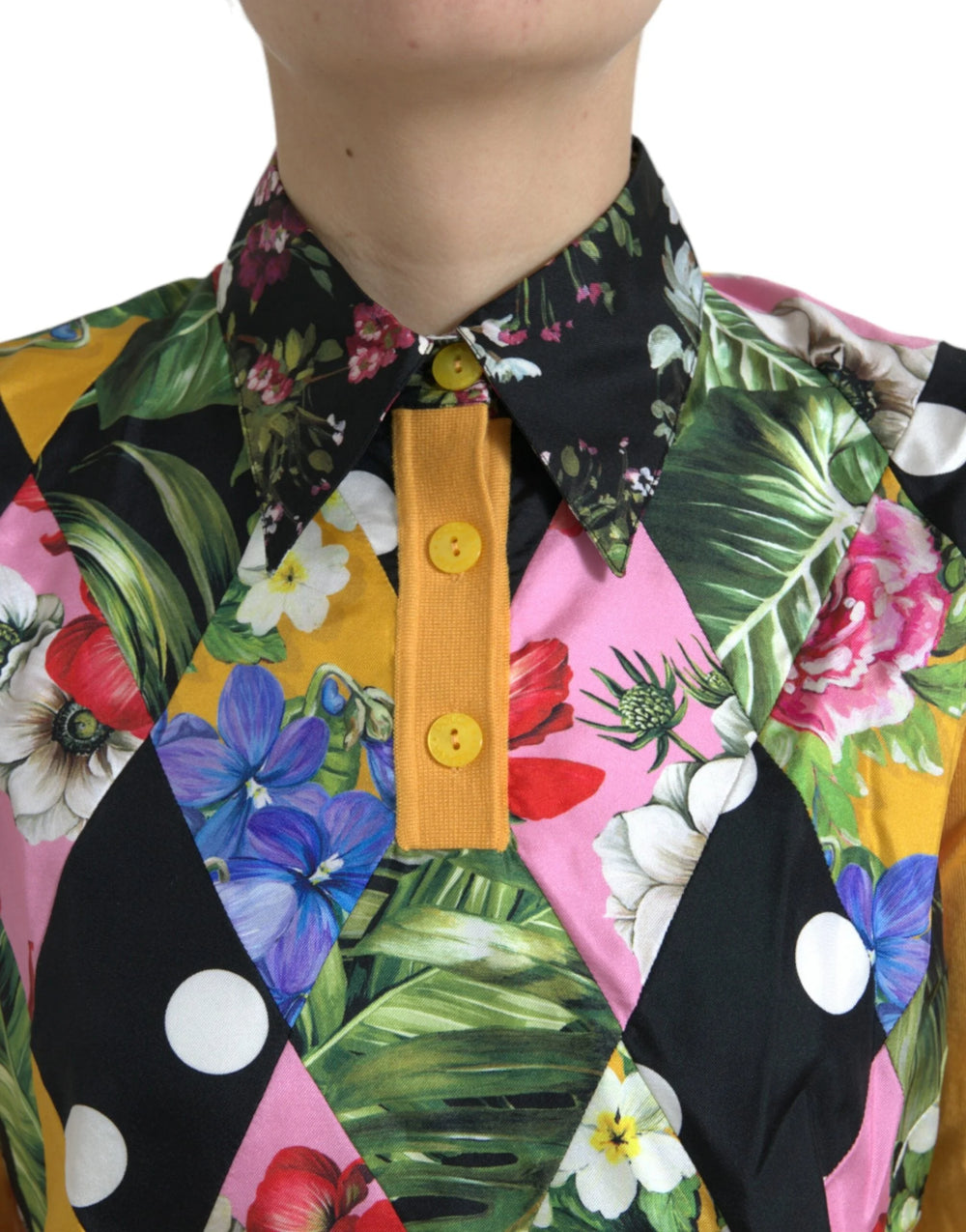 Dolce & Gabbana Multicolor Patchwork Cashmere Henley Sweater - Sweaters