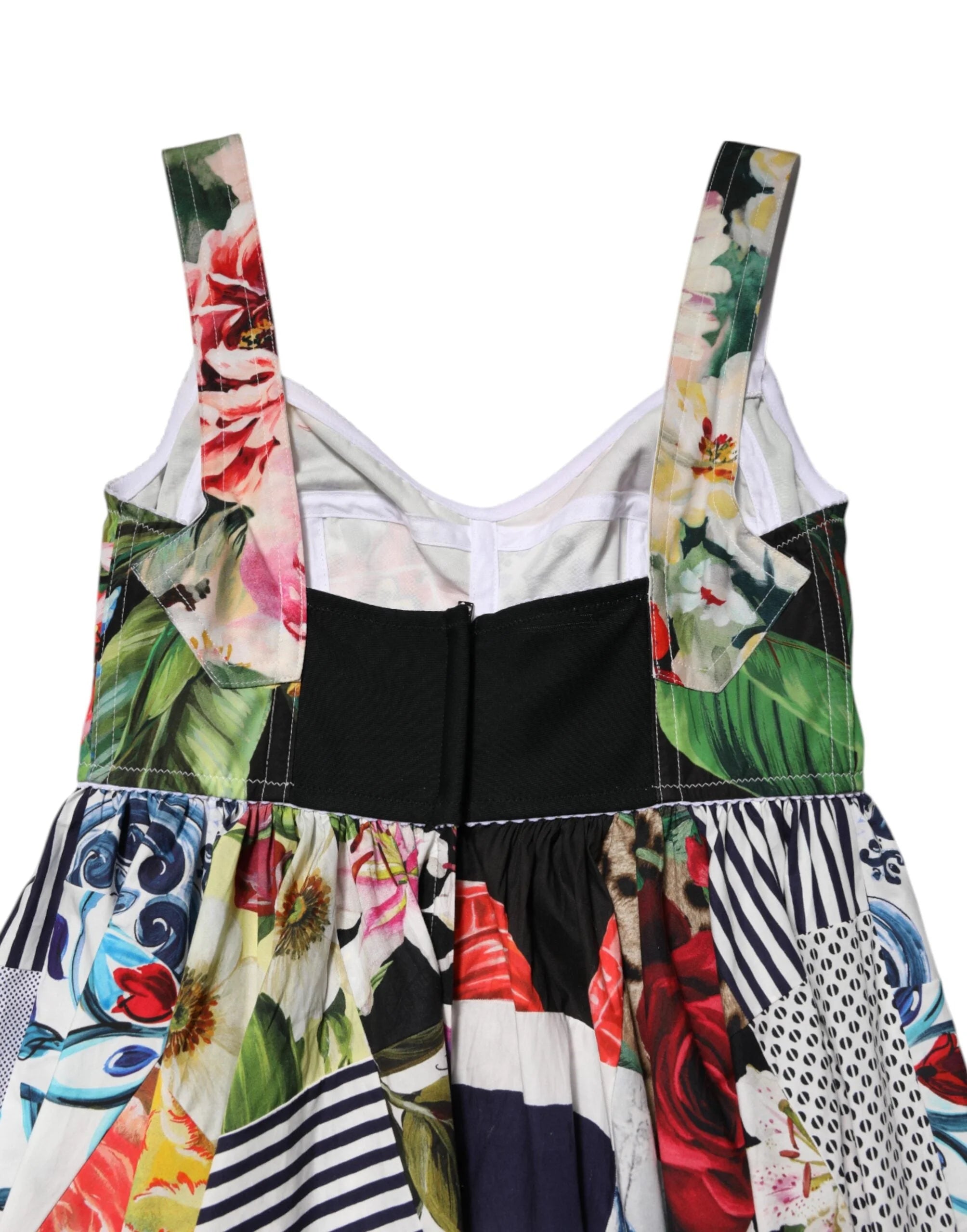 Dolce & Gabbana Multicolor Patchwork Cotton AlineMini Dress - IT36|XXS - Dresses